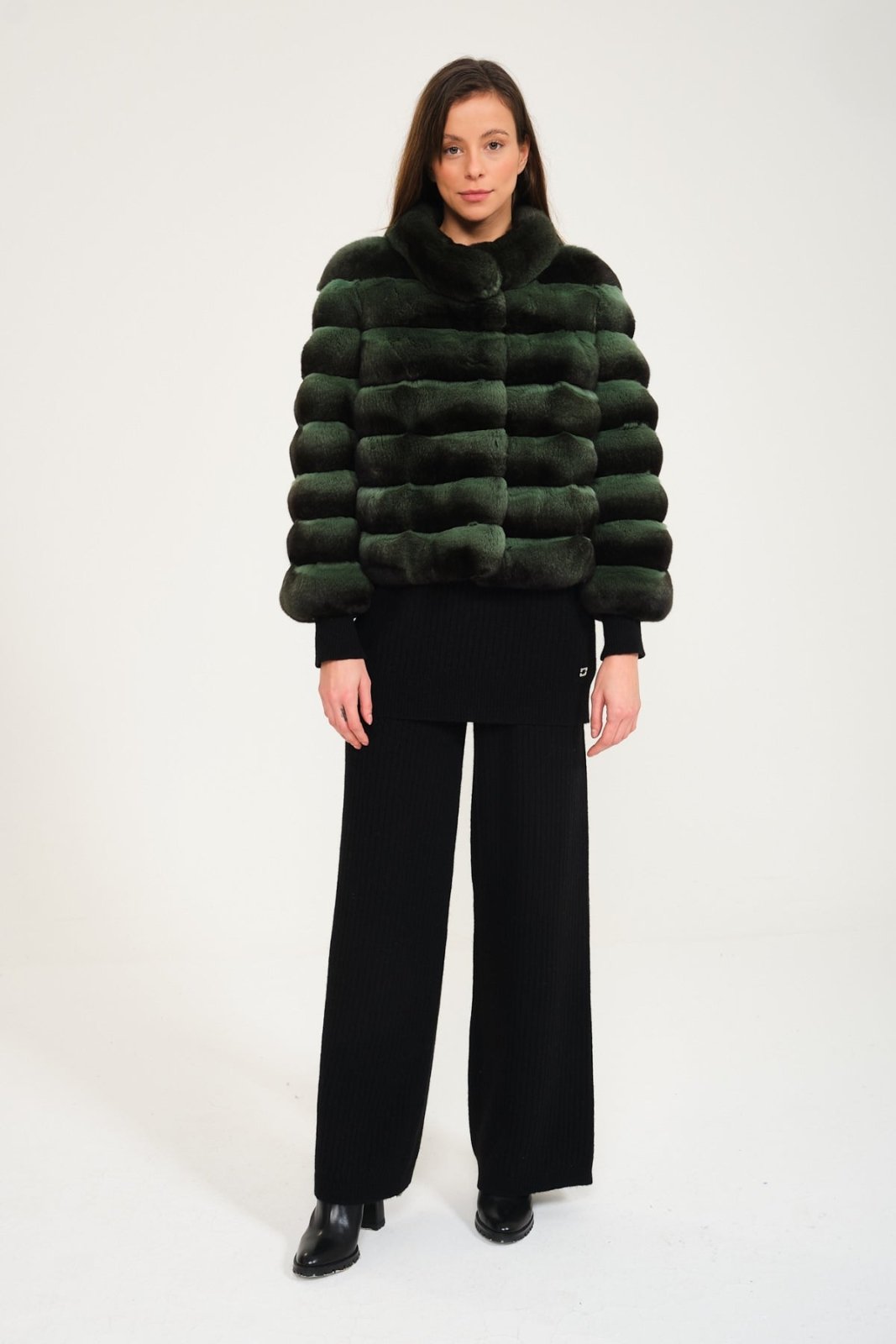 Mint Green Chinchilla Fur Coat - ADAMO