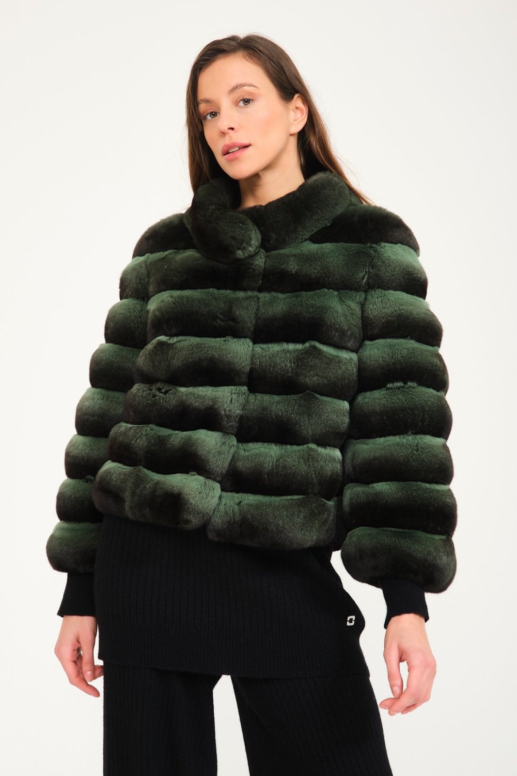 Mint Green Chinchilla Fur Coat - ADAMO