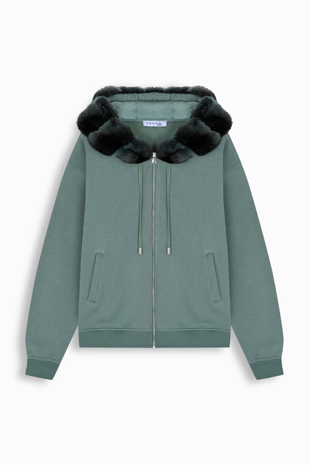 Mint Green Chinchilla Fur Hoodie - ADAMO