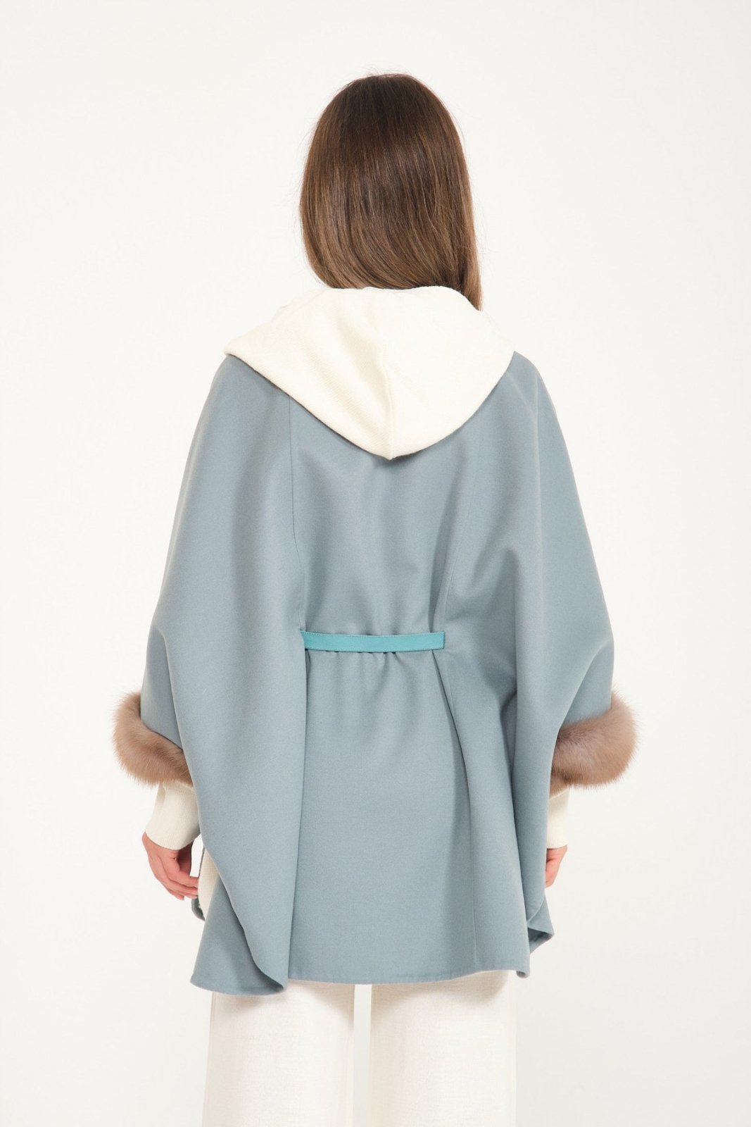 Mint Green Wool & Sable Fur Coat - ADAMO