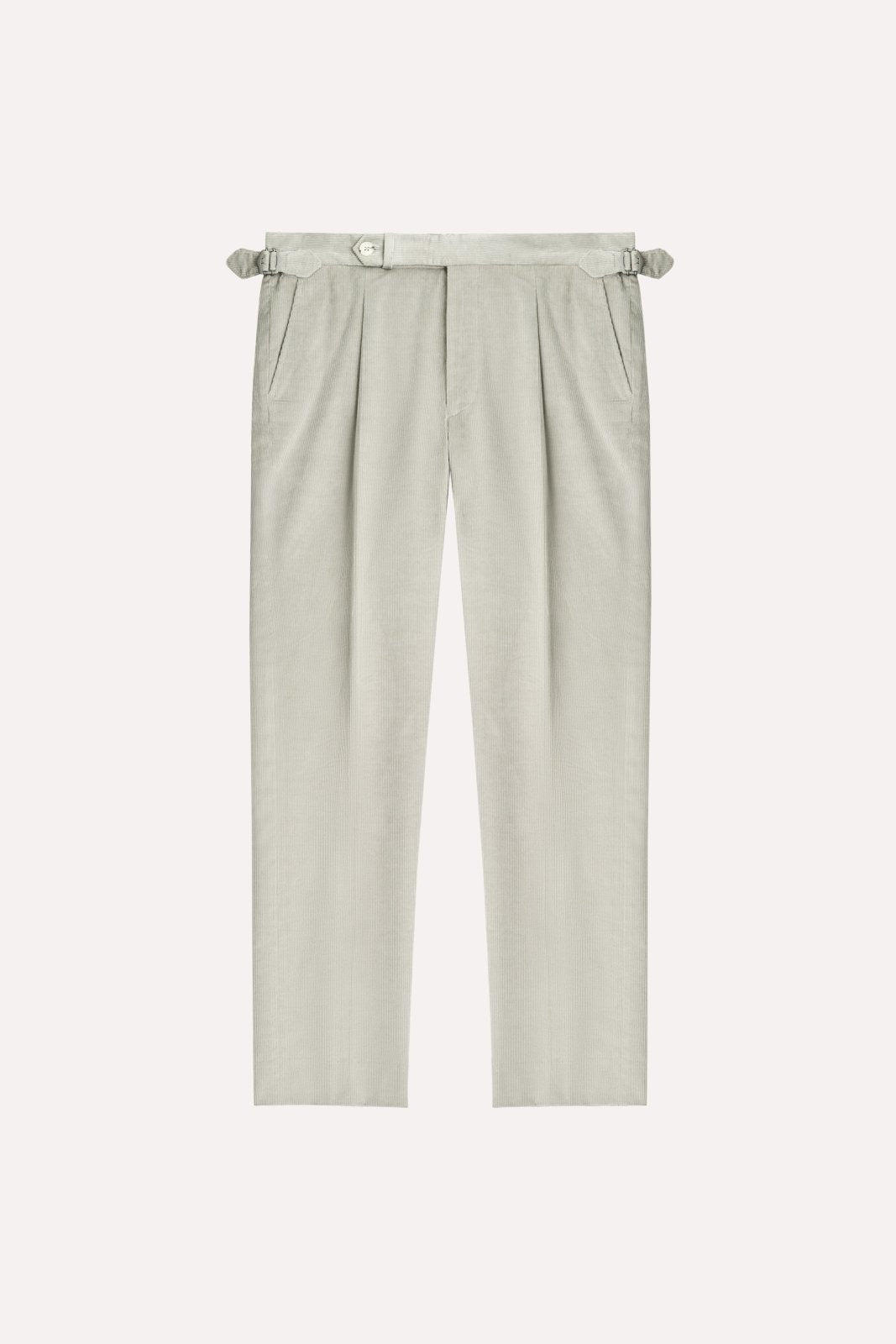 Mist Grey Velvet Pleated Trousers - ADAMO