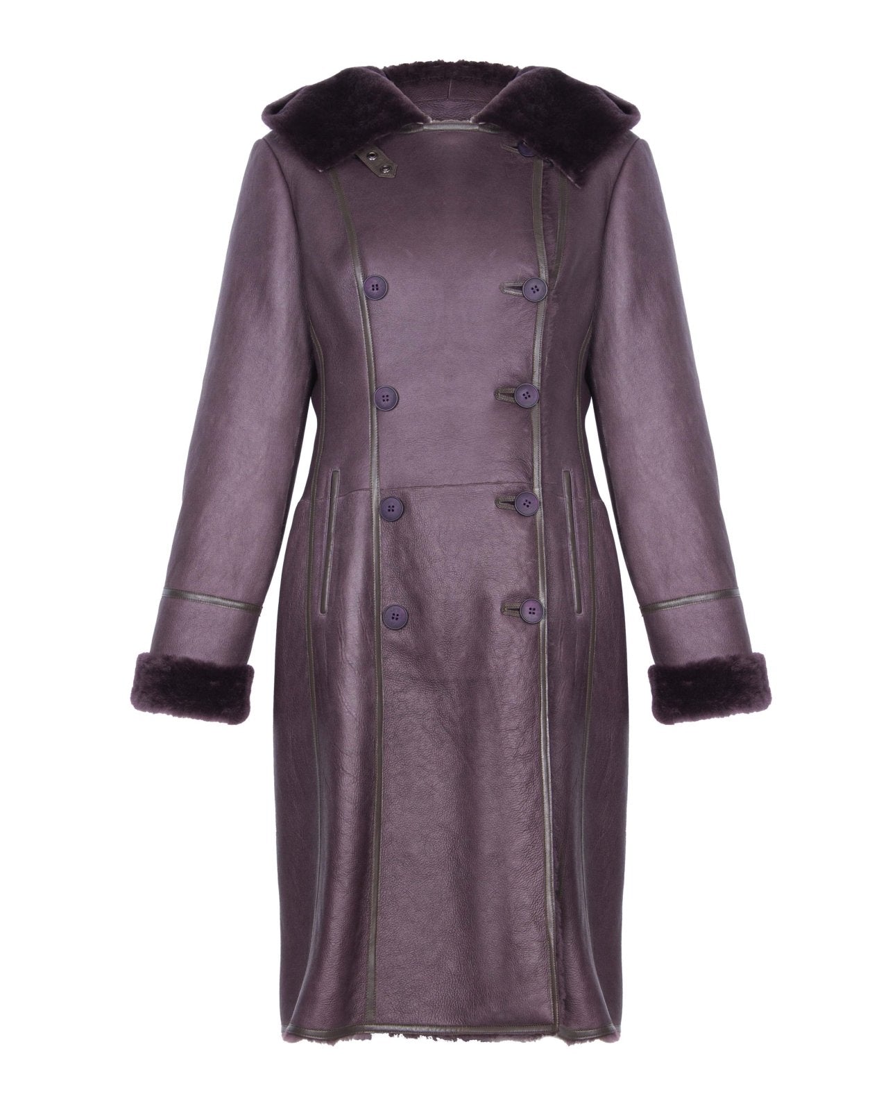 Mouse Color Long Leather Coat - ADAMO