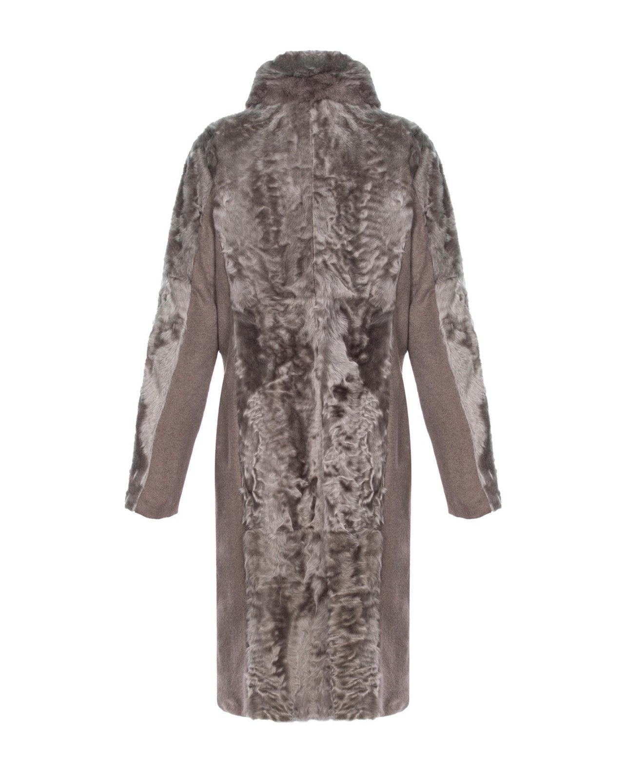 Mouse Color Long Shearling Coat - ADAMO