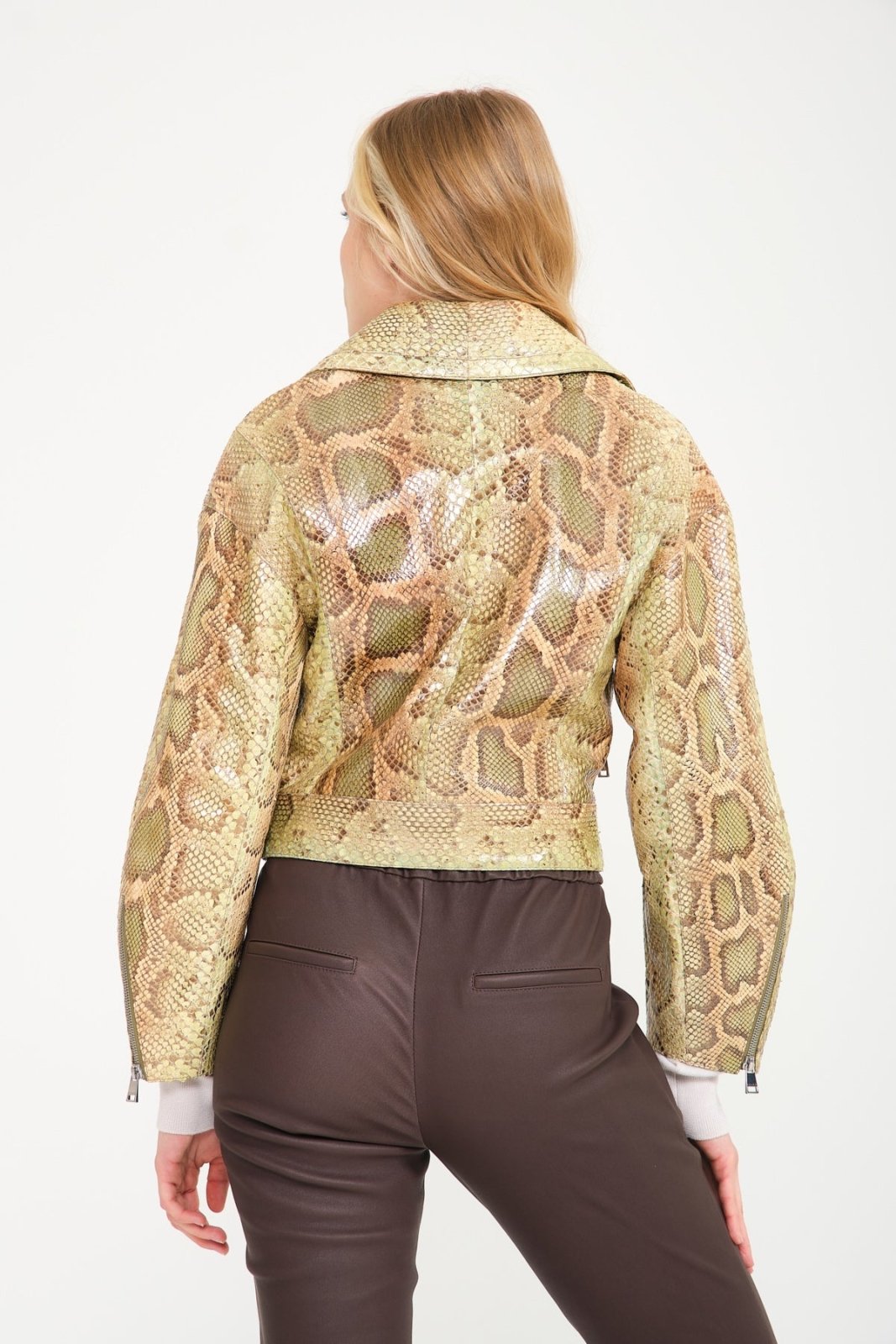 Multicolored Python Leather Jacket - ADAMO