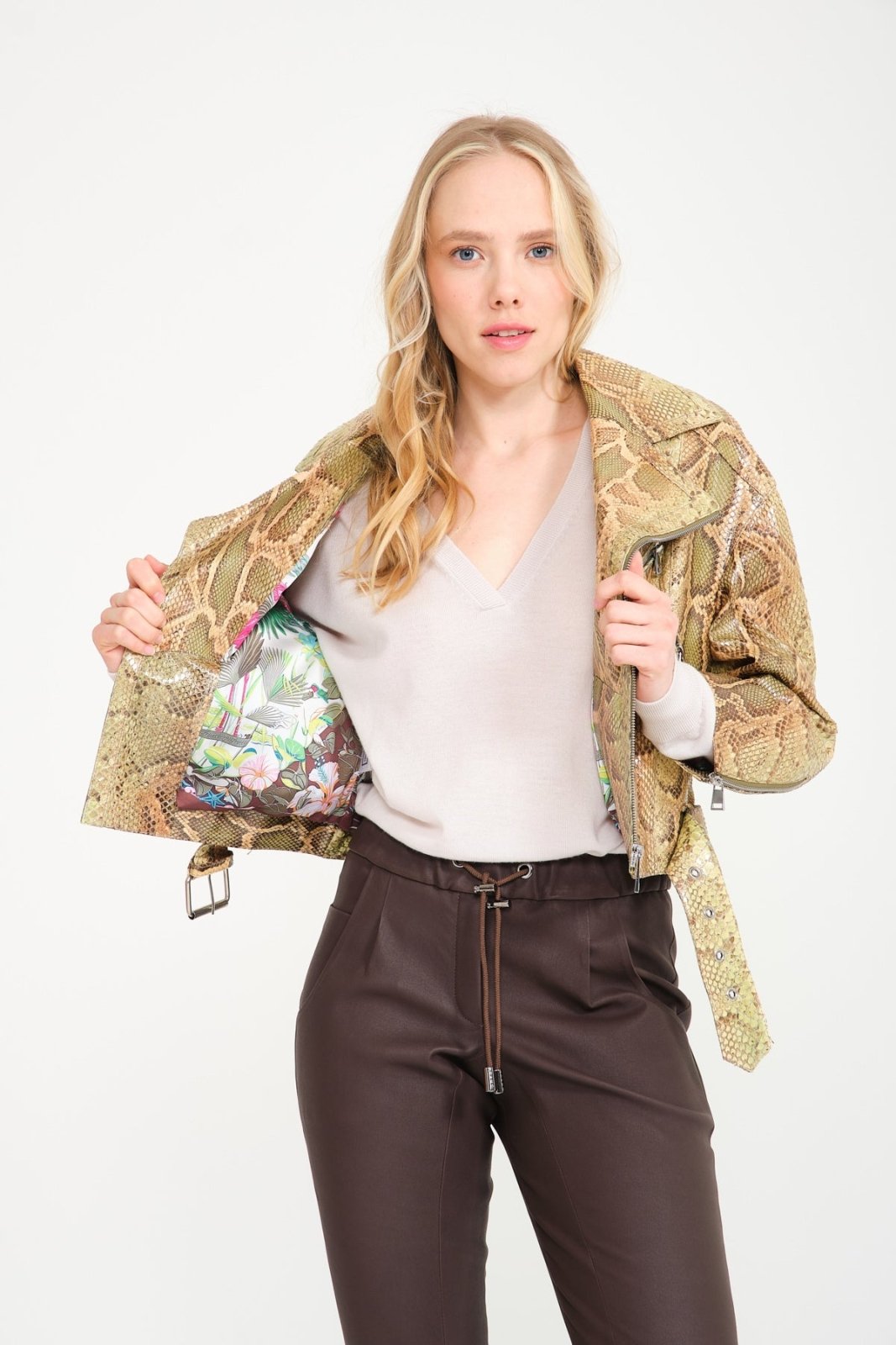 Multicolored Python Leather Jacket - ADAMO