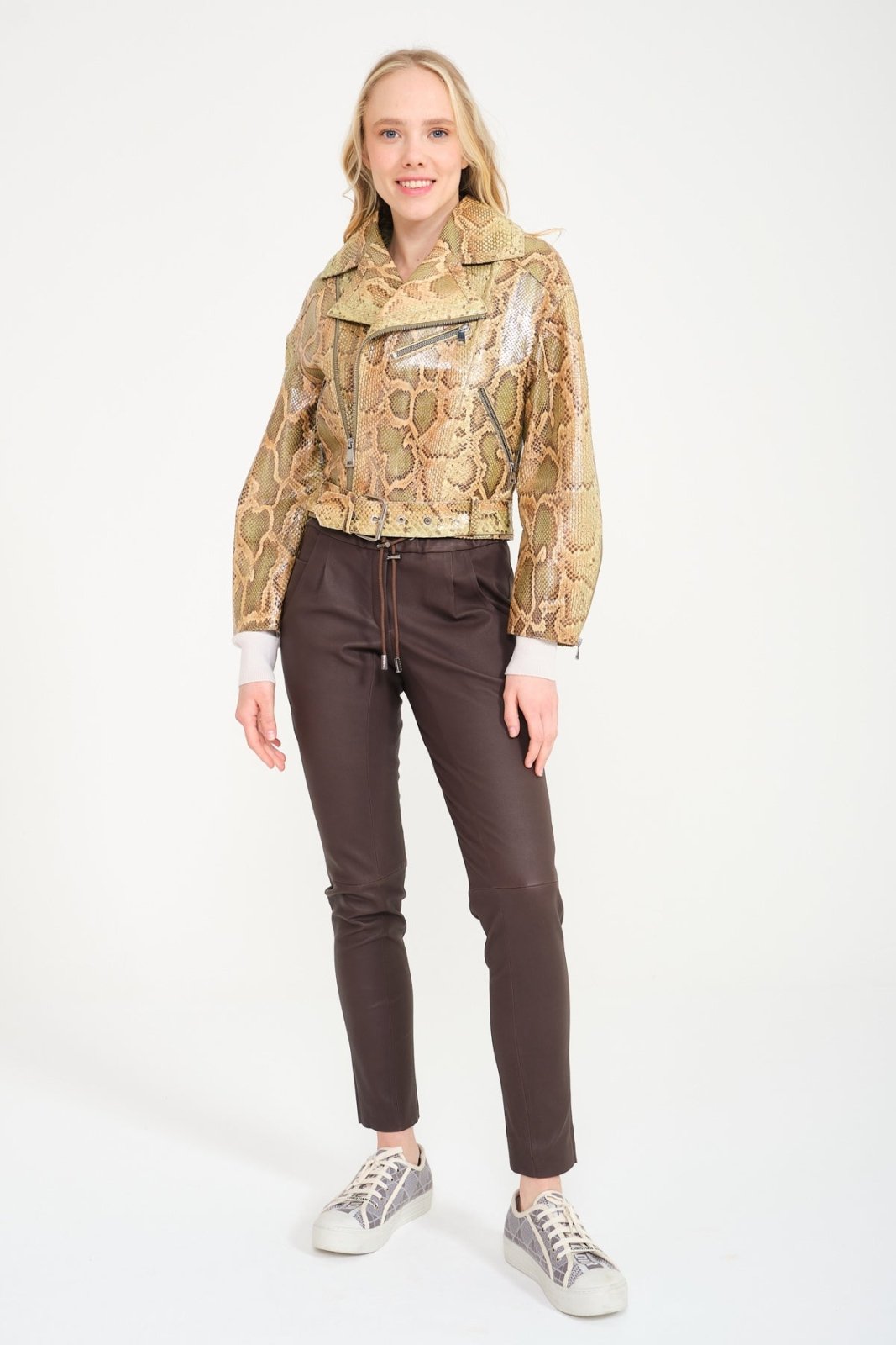 Multicolored Python Leather Jacket - ADAMO