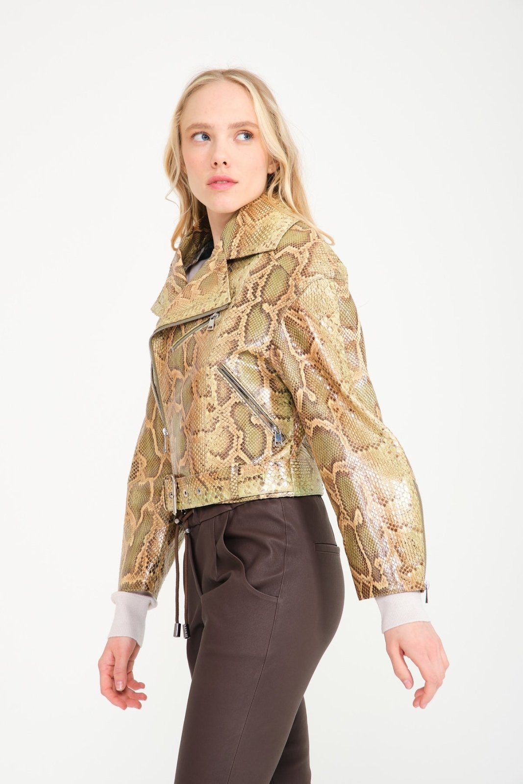 Multicolored Python Leather Jacket - ADAMO