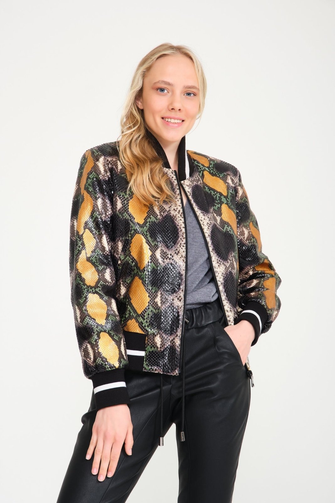 Multicolored Python Leather Jacket - ADAMO