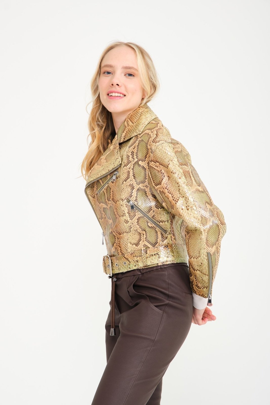 Multicolored Python Leather Jacket - ADAMO