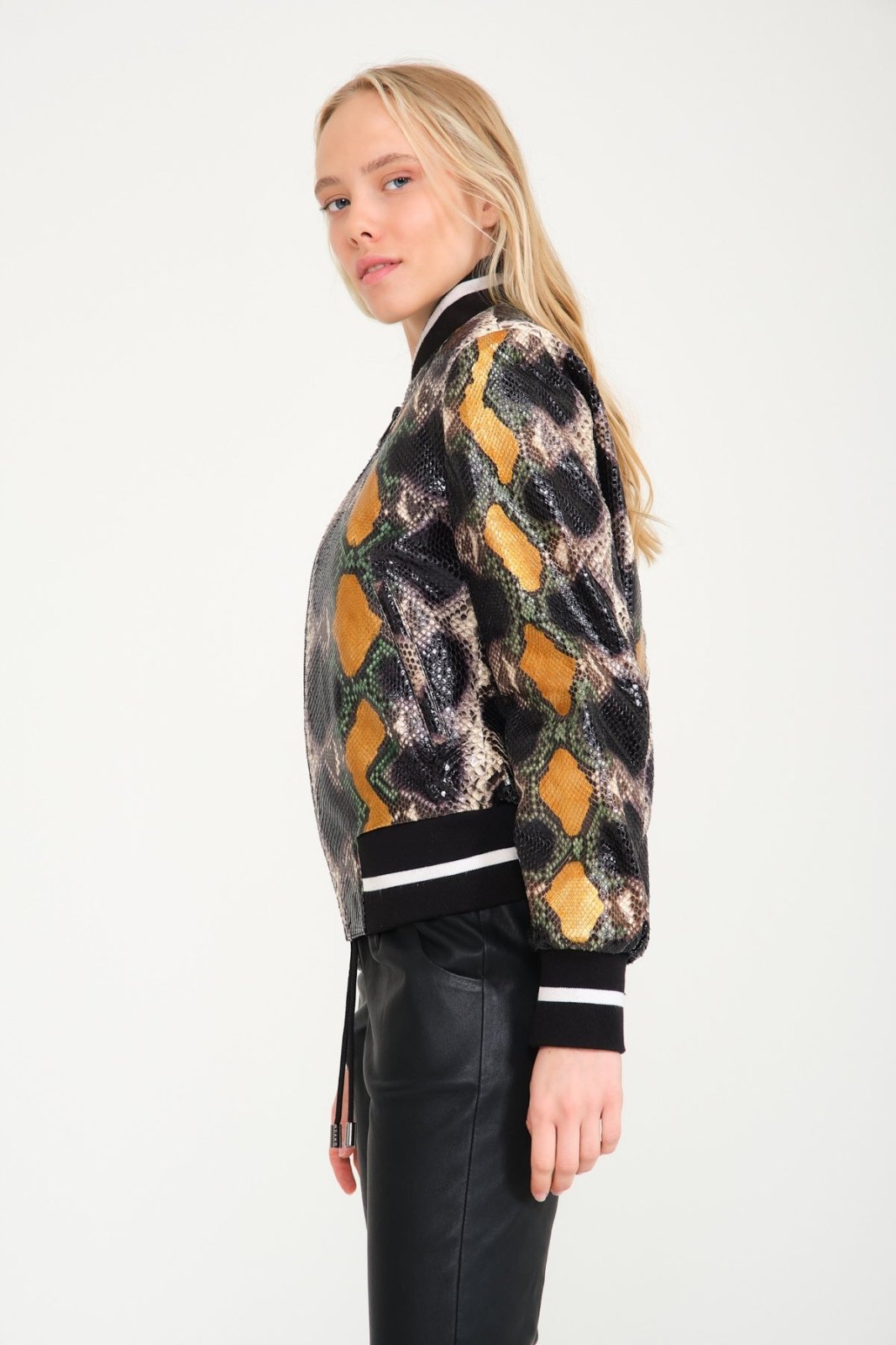 Multicolored Python Leather Jacket - ADAMO