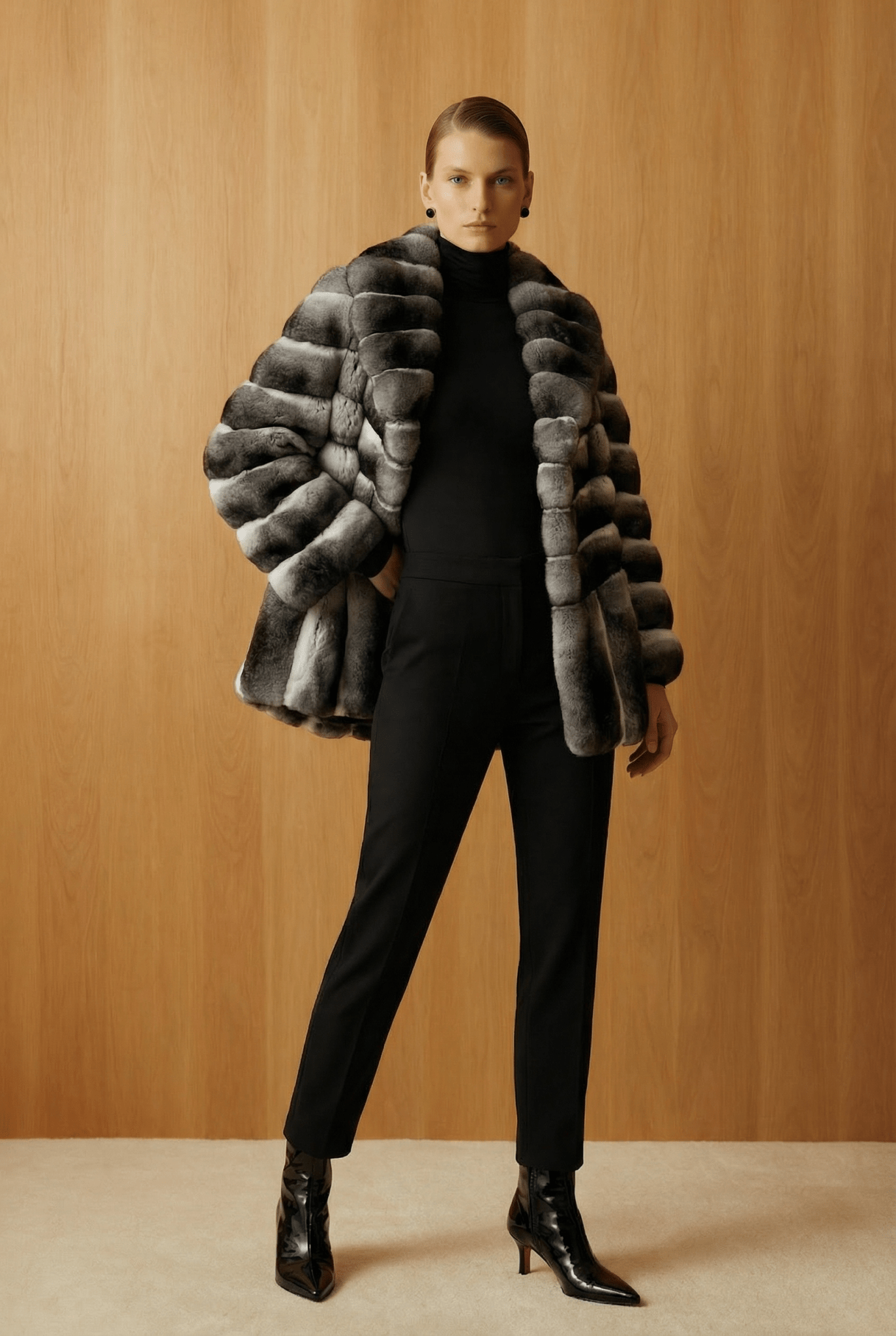 Natural Chinchilla Fur Coat - ADAMO