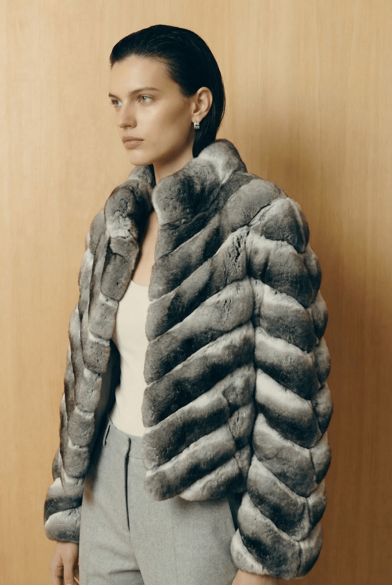 Natural Chinchilla Fur Jacket - ADAMO