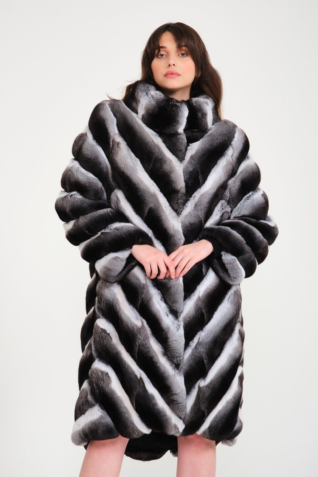 Natural Grey Chinchilla Fur Coat - ADAMO