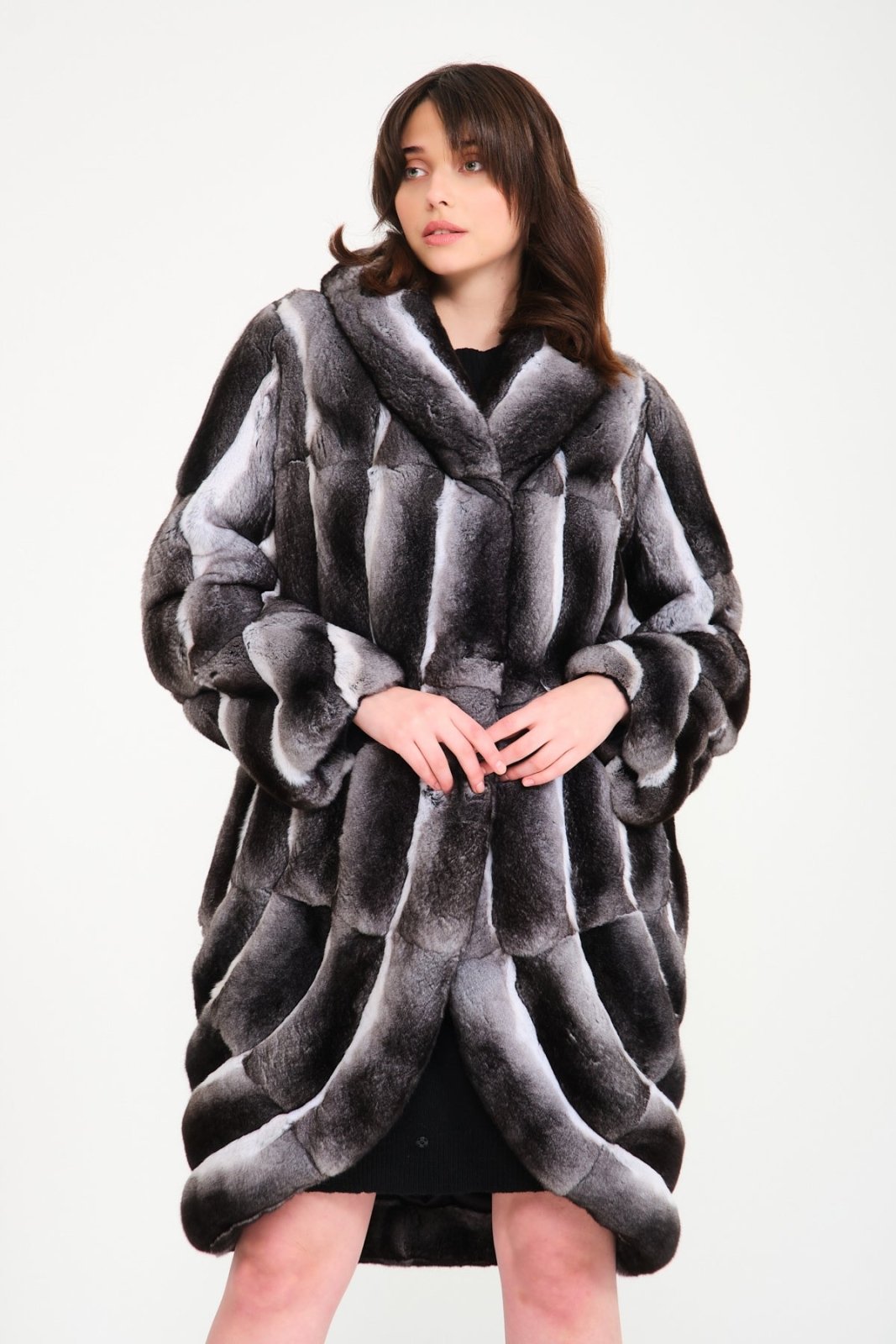 Natural Grey Chinchilla Fur Coat - ADAMO