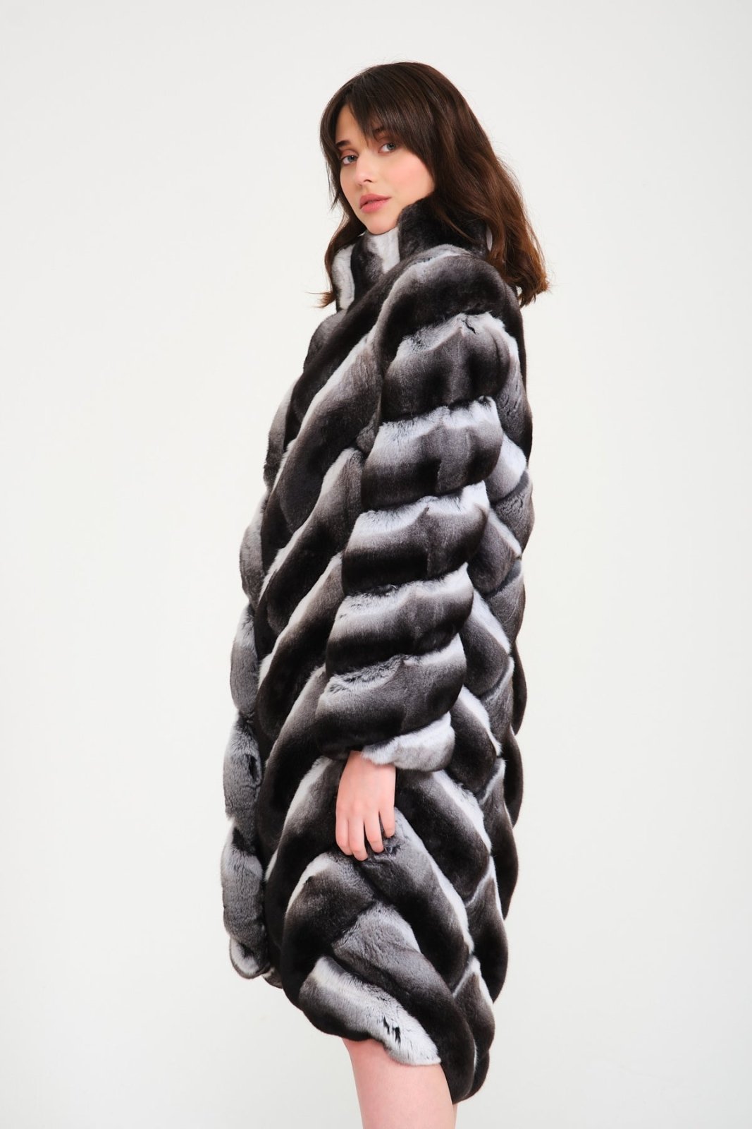 Natural Grey Chinchilla Fur Coat - ADAMO