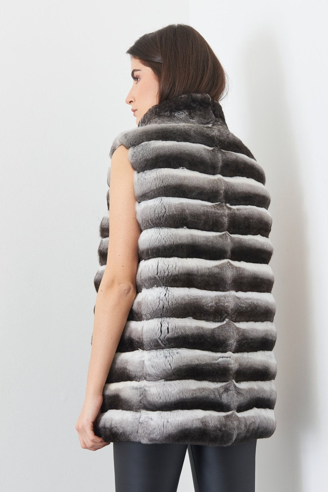 Natural Long Chinchilla Fur Vest - ADAMO