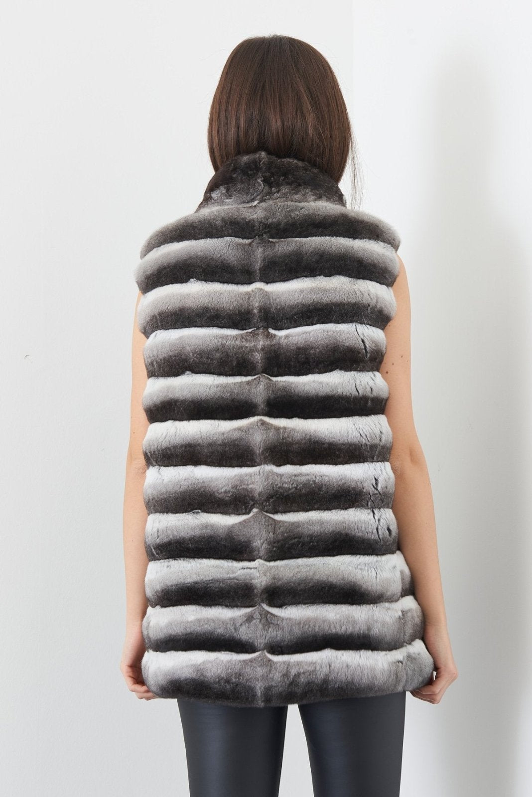 Natural Long Chinchilla Fur Vest - ADAMO