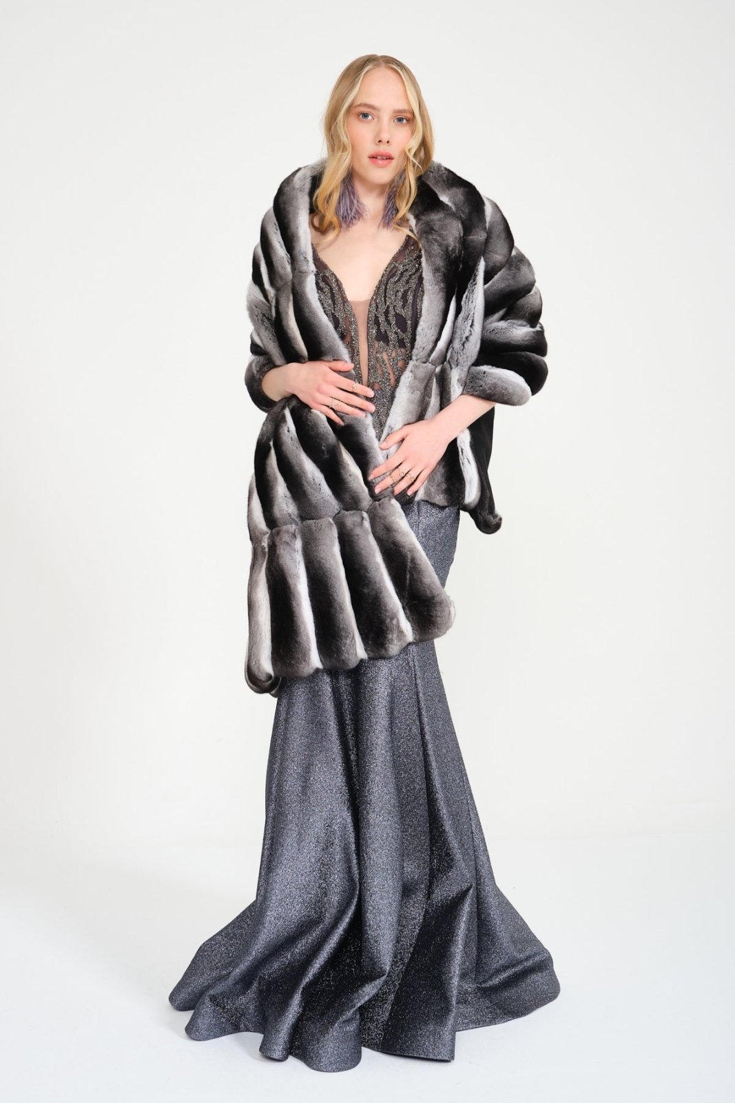 Naturel Chinchilla Fur Shawl - ADAMO