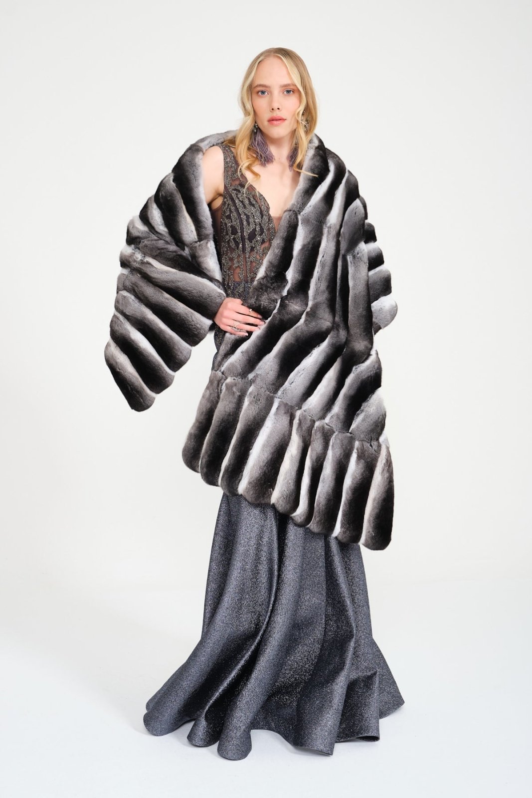 Naturel Chinchilla Fur Shawl - ADAMO