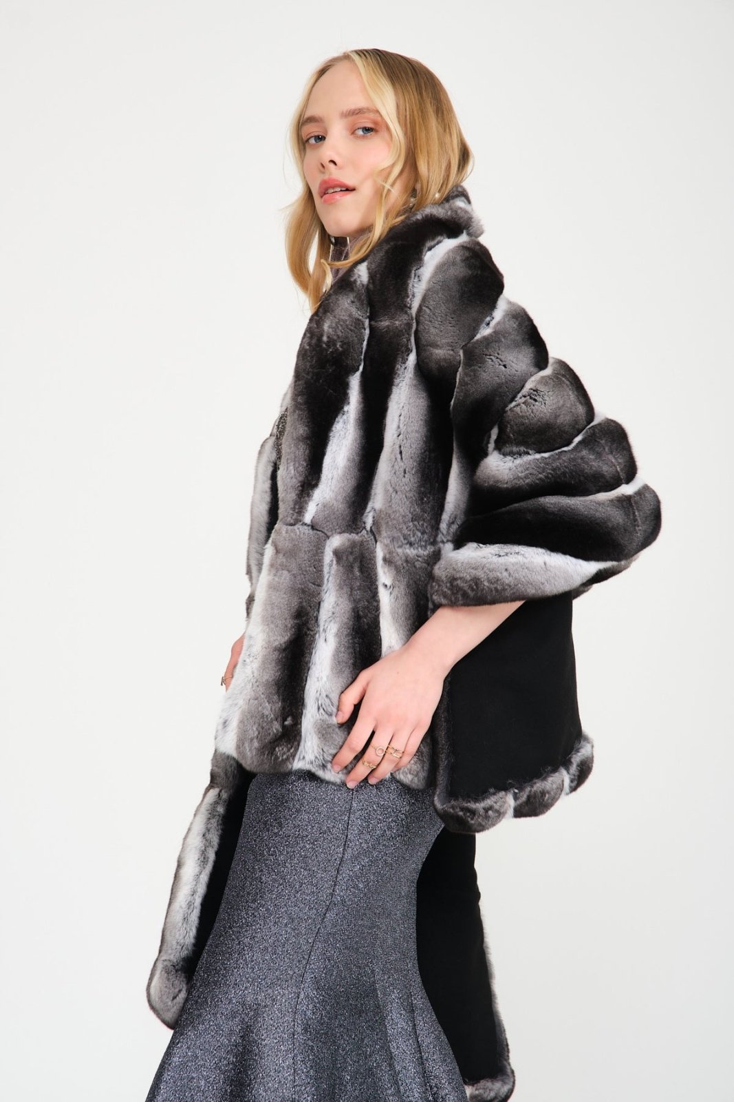 Naturel Chinchilla Fur Shawl - ADAMO