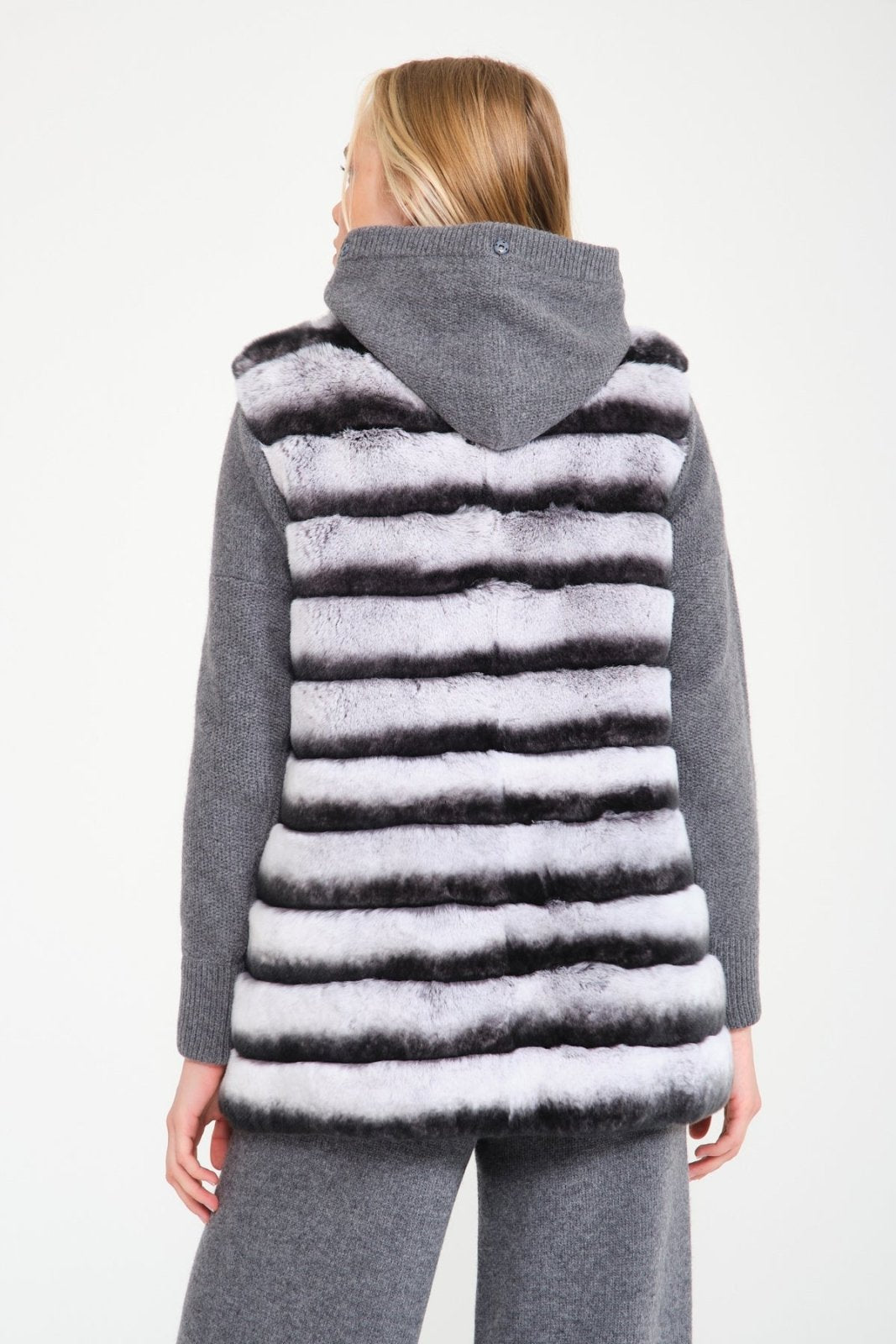 Naturel Grey Rex Fur Vest - ADAMO