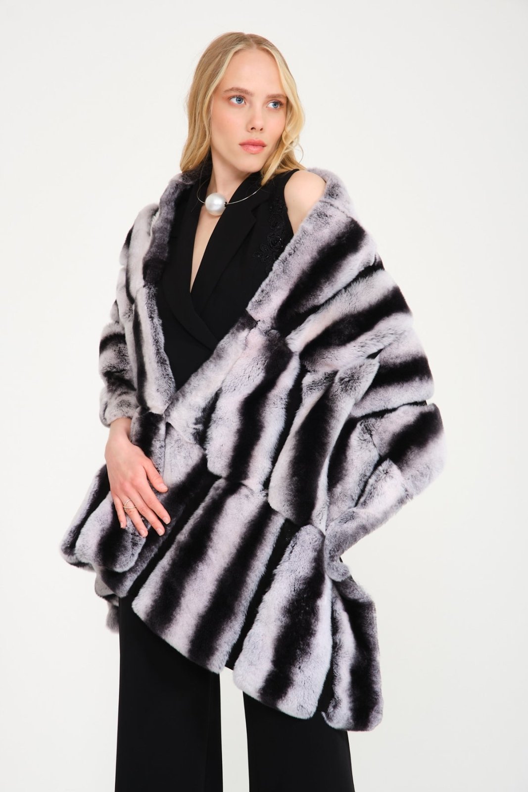 Naturel Rex Fur Shawl - ADAMO