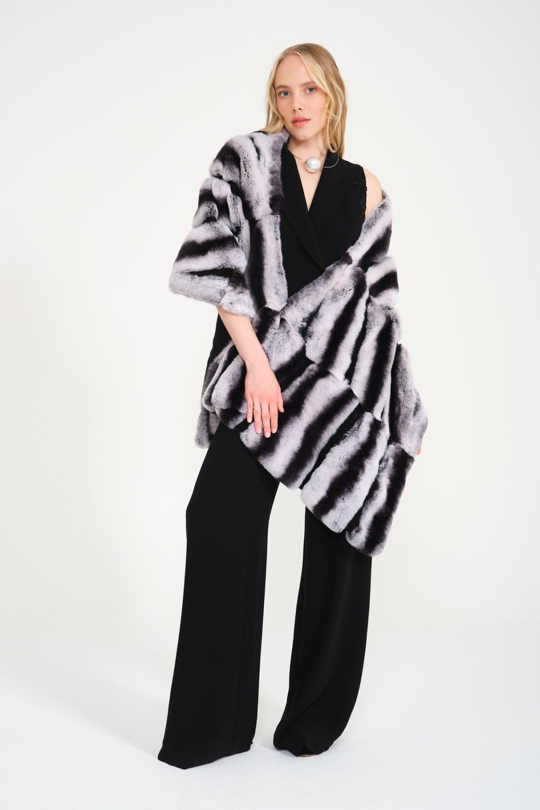 Naturel Rex Fur Shawl - ADAMO