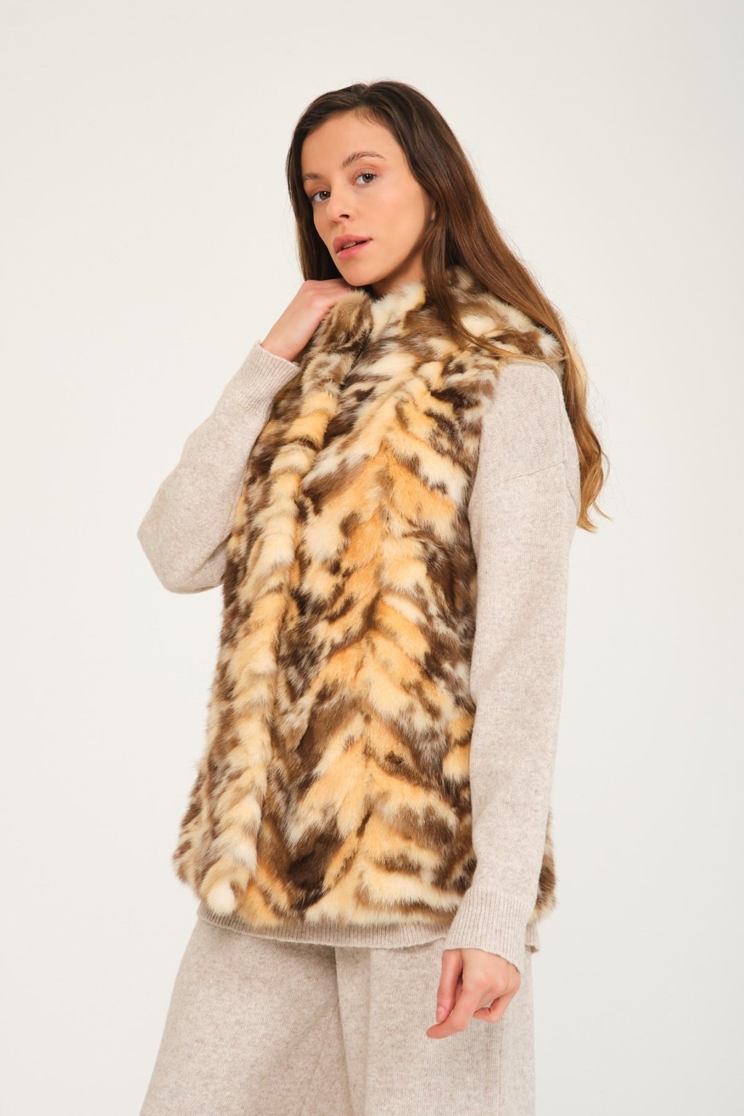 Naturel Sable Fur Vest - ADAMO