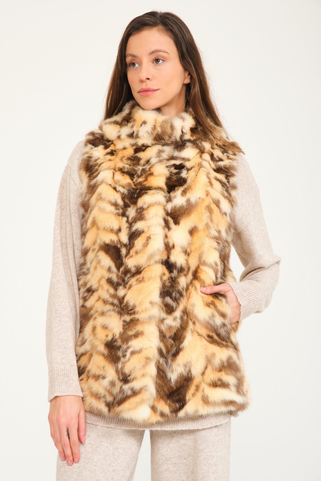 Naturel Sable Fur Vest - ADAMO