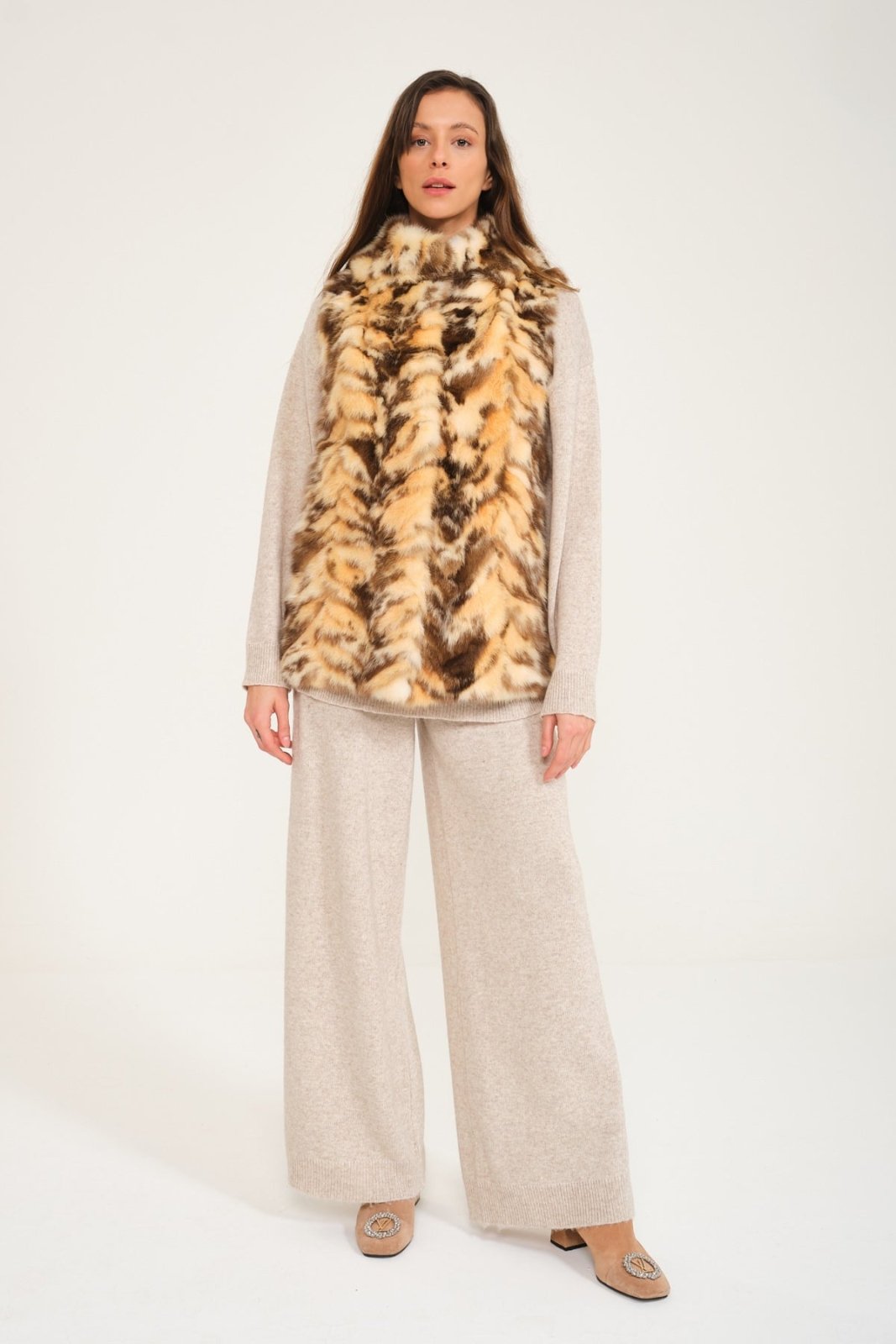 Naturel Sable Fur Vest - ADAMO