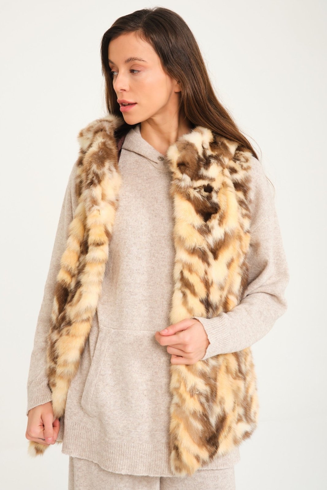 Naturel Sable Fur Vest - ADAMO