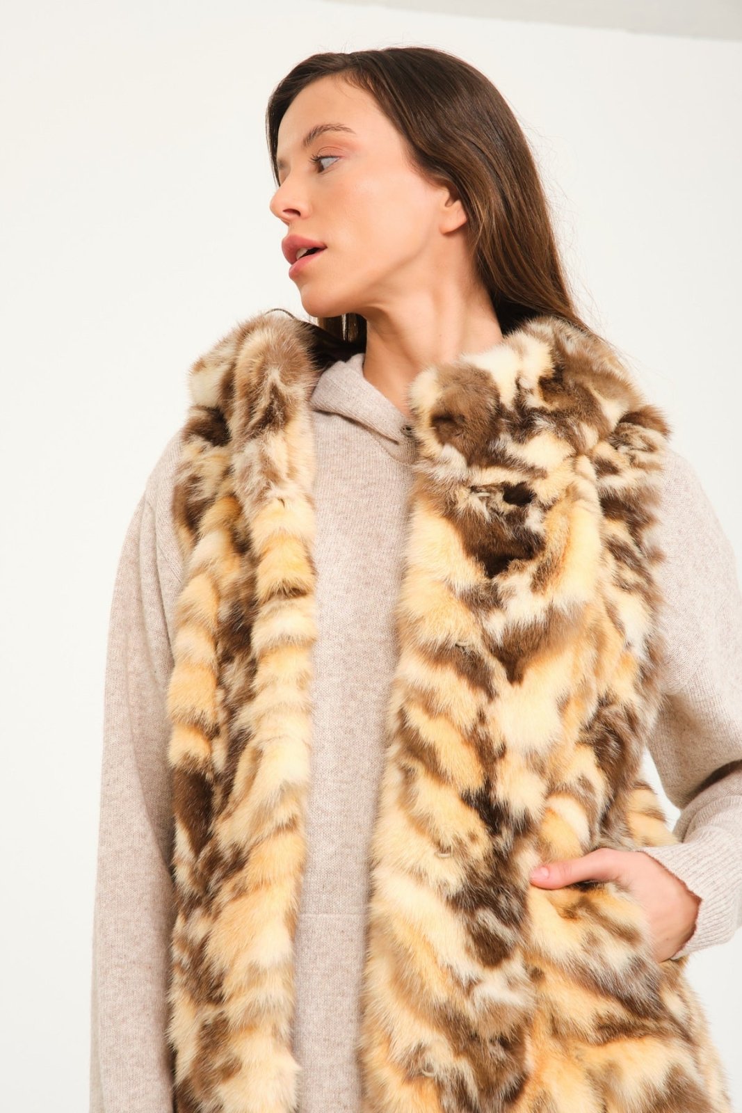 Naturel Sable Fur Vest - ADAMO