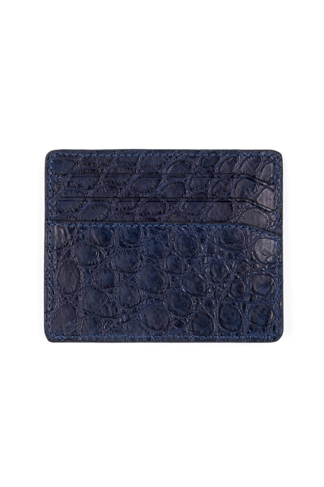 Navy Crocodile Leather Card Holder - ADAMO