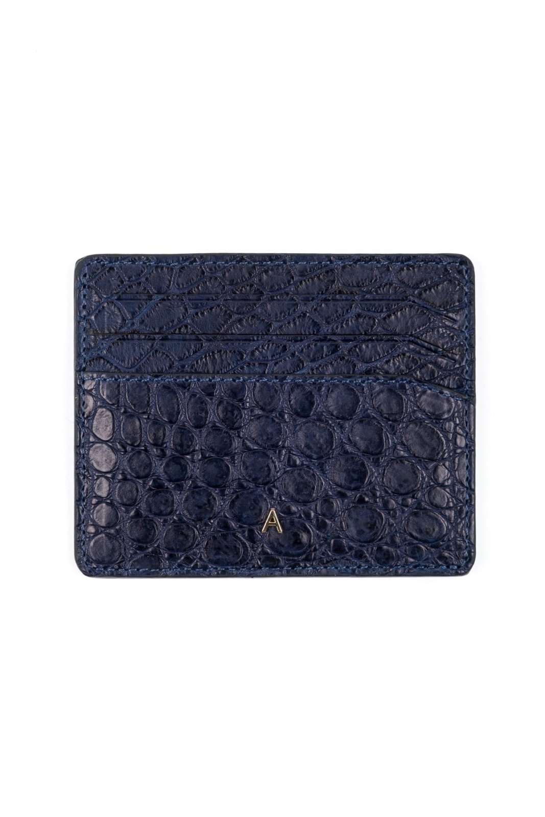 Navy Crocodile Leather Card Holder - ADAMO