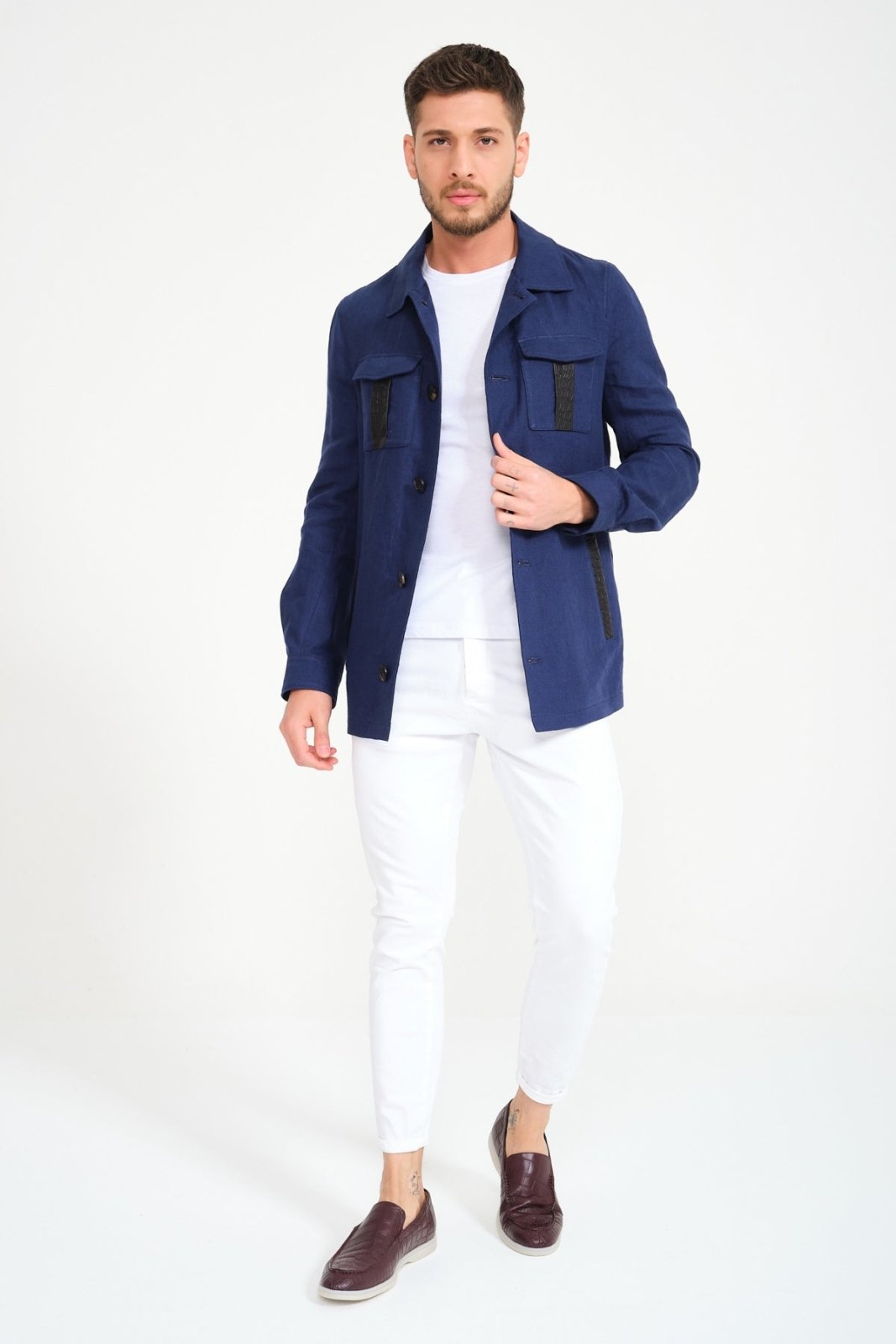 Navy Linen Jacket - ADAMO