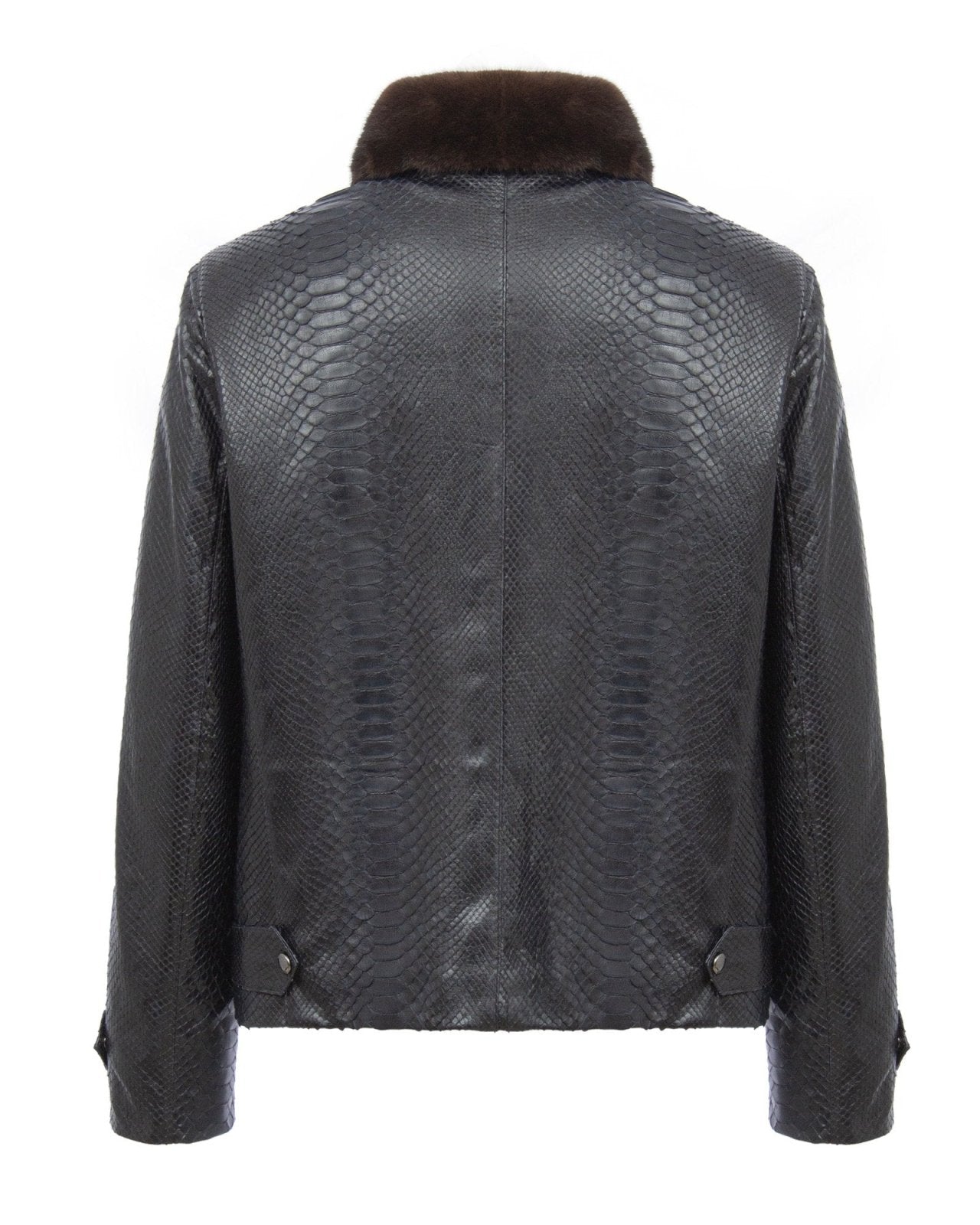 Navy Python Leather Jacket - ADAMO