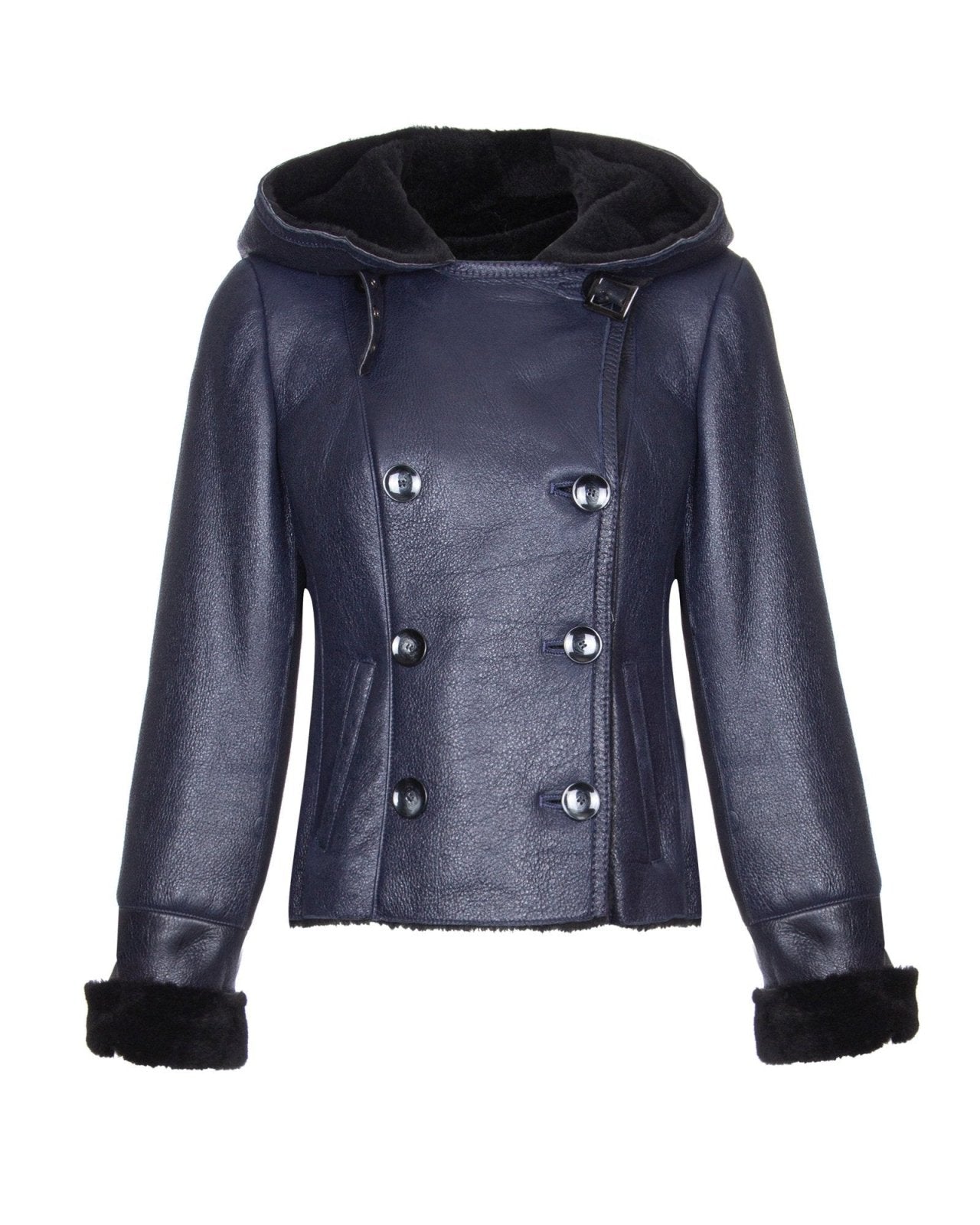 Navy Shearling Coat - ADAMO