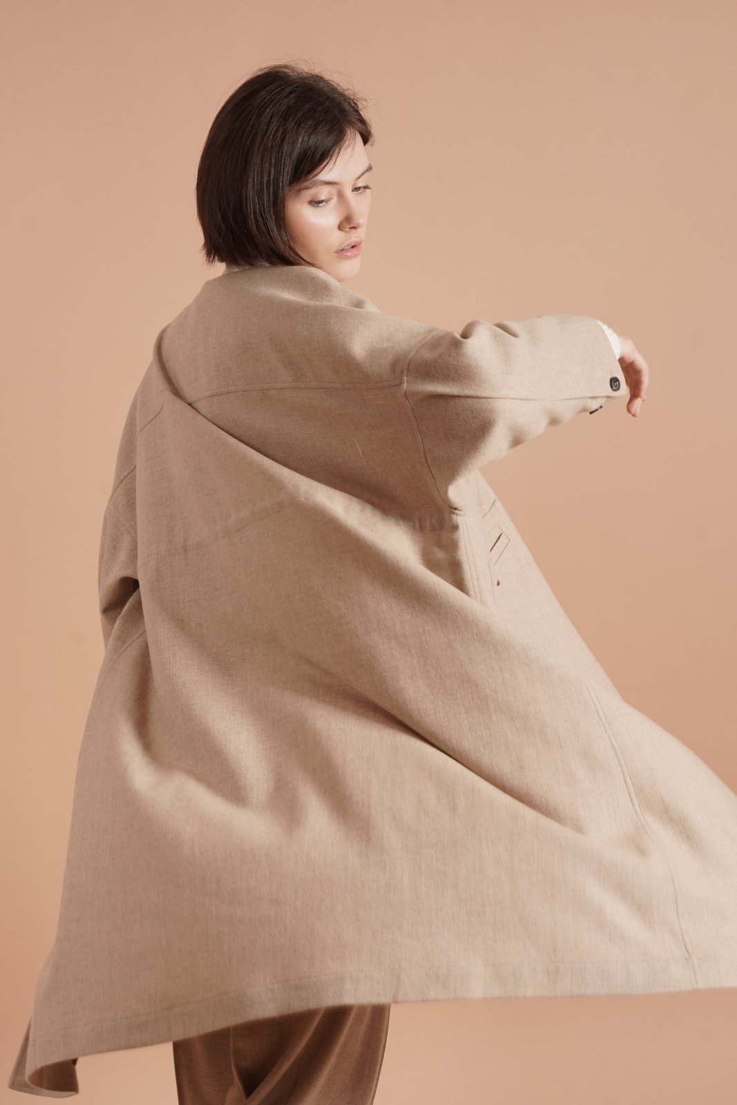 Neutral Elegance Long Coat - ADAMO