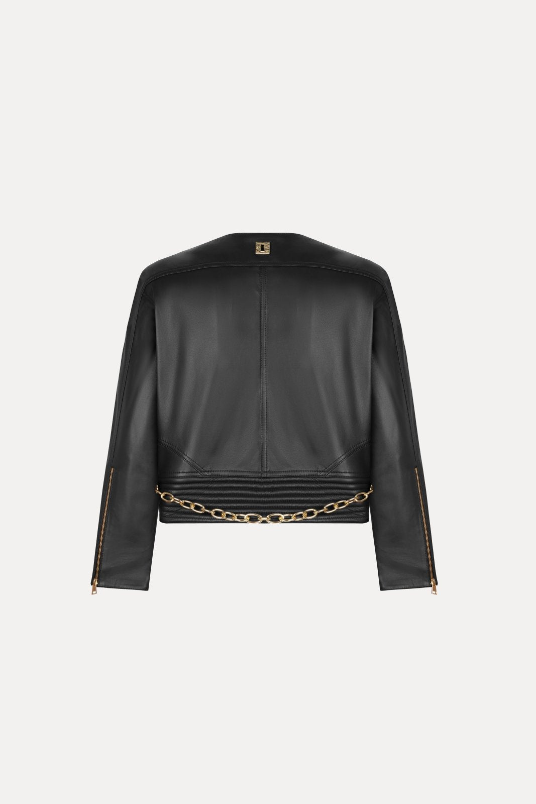 Noir Sculpted Leather Jacket - ADAMO
