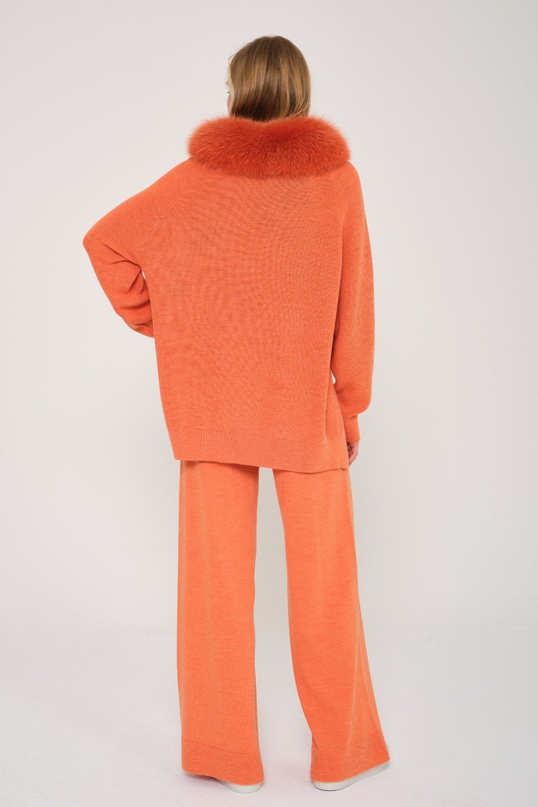 Peach Color Knit Sweater & Pants Set - ADAMO