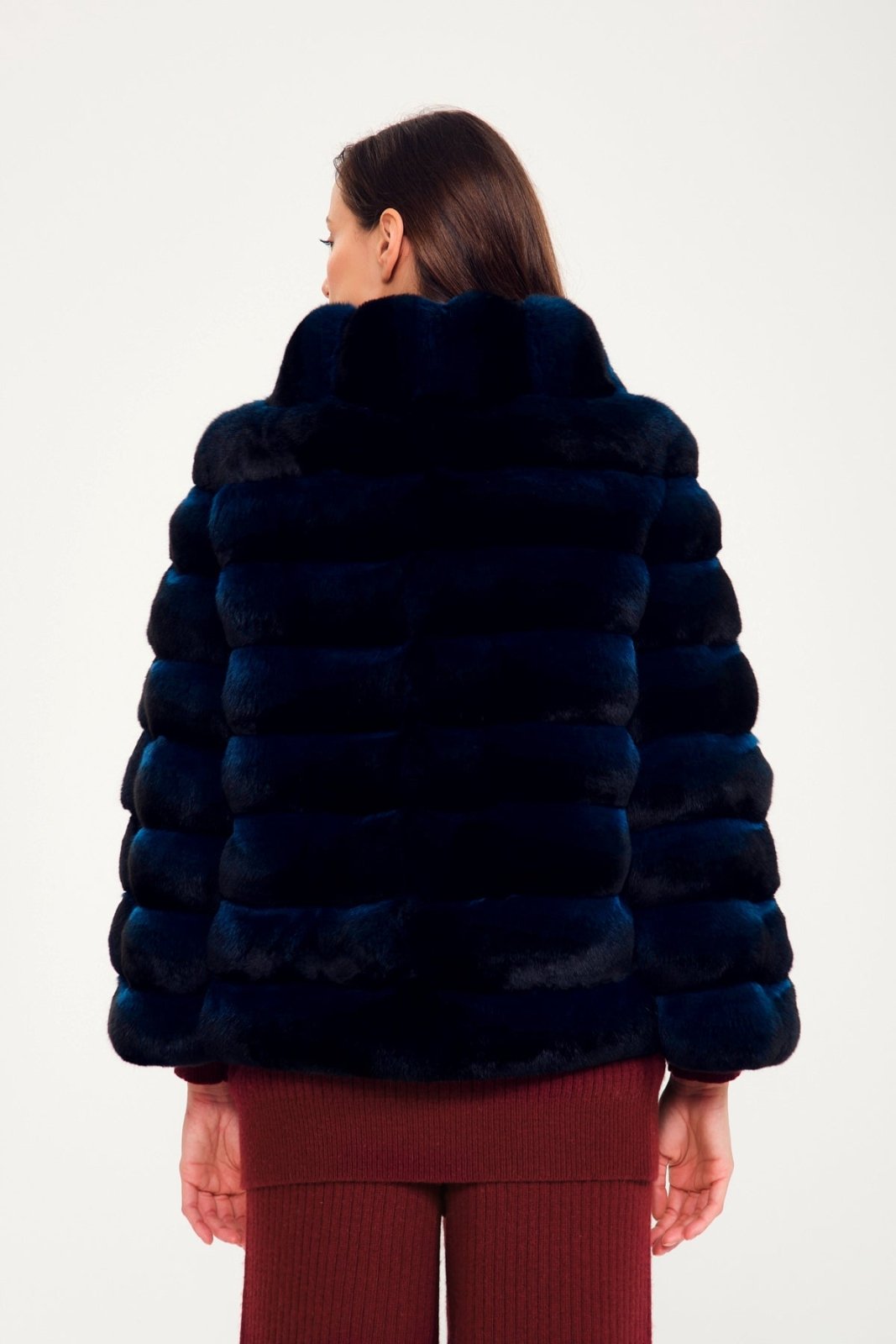 Petrol Blue Chinchilla Fur Coat - ADAMO