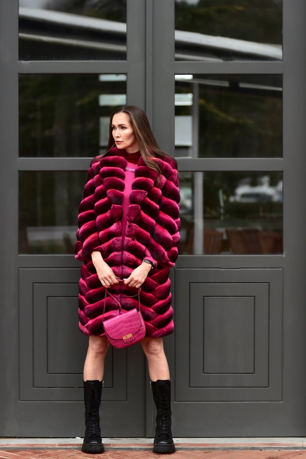 Pink Chinchilla Fur Coat - ADAMO