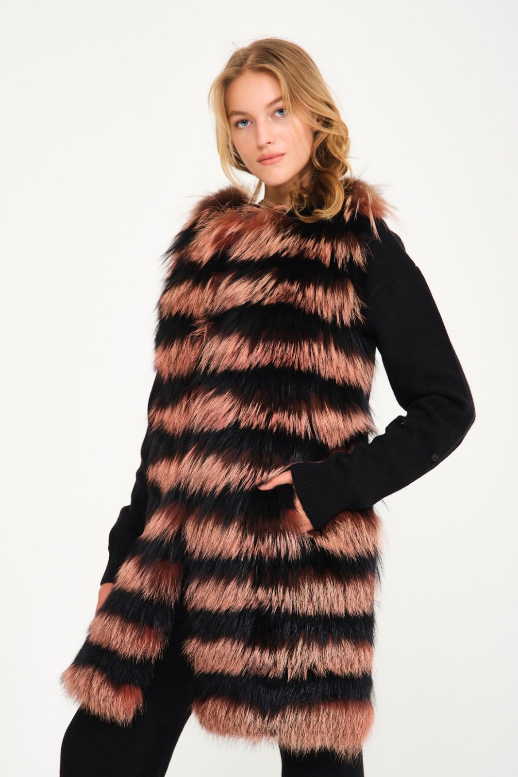 Pink Fox Fur Vest - ADAMO