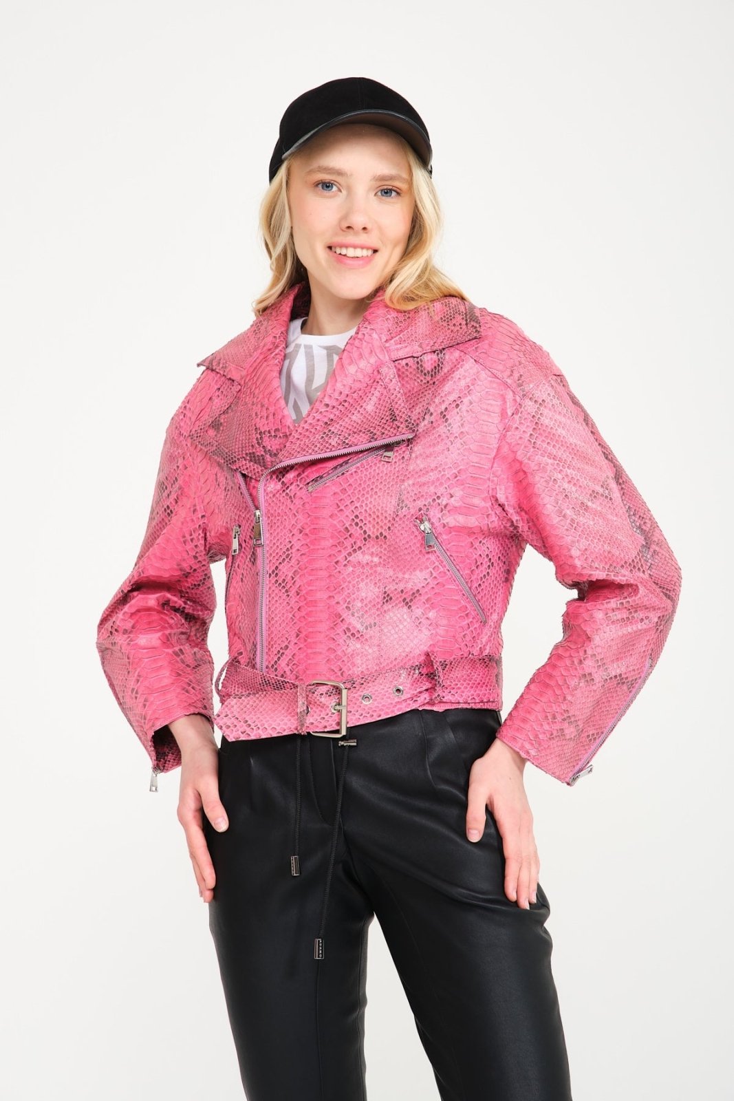 Pink Python Leather Jacket - ADAMO