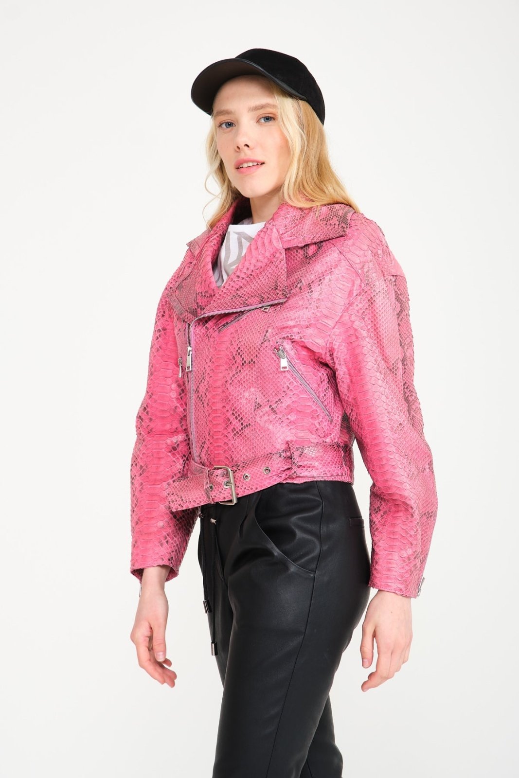 Pink Python Leather Jacket - ADAMO