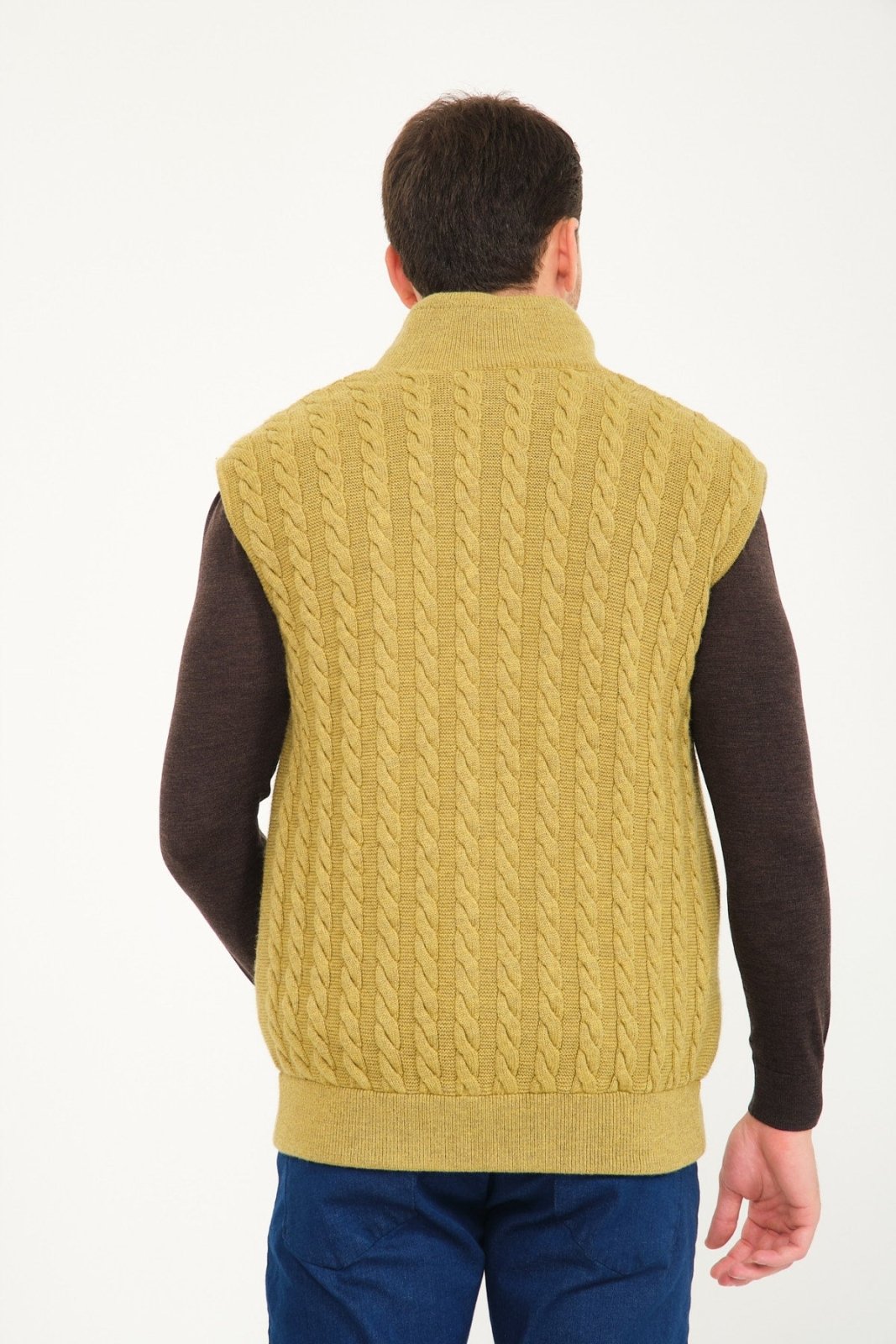 Pistachio Green Wool & Rex Fur Knit Vest - ADAMO