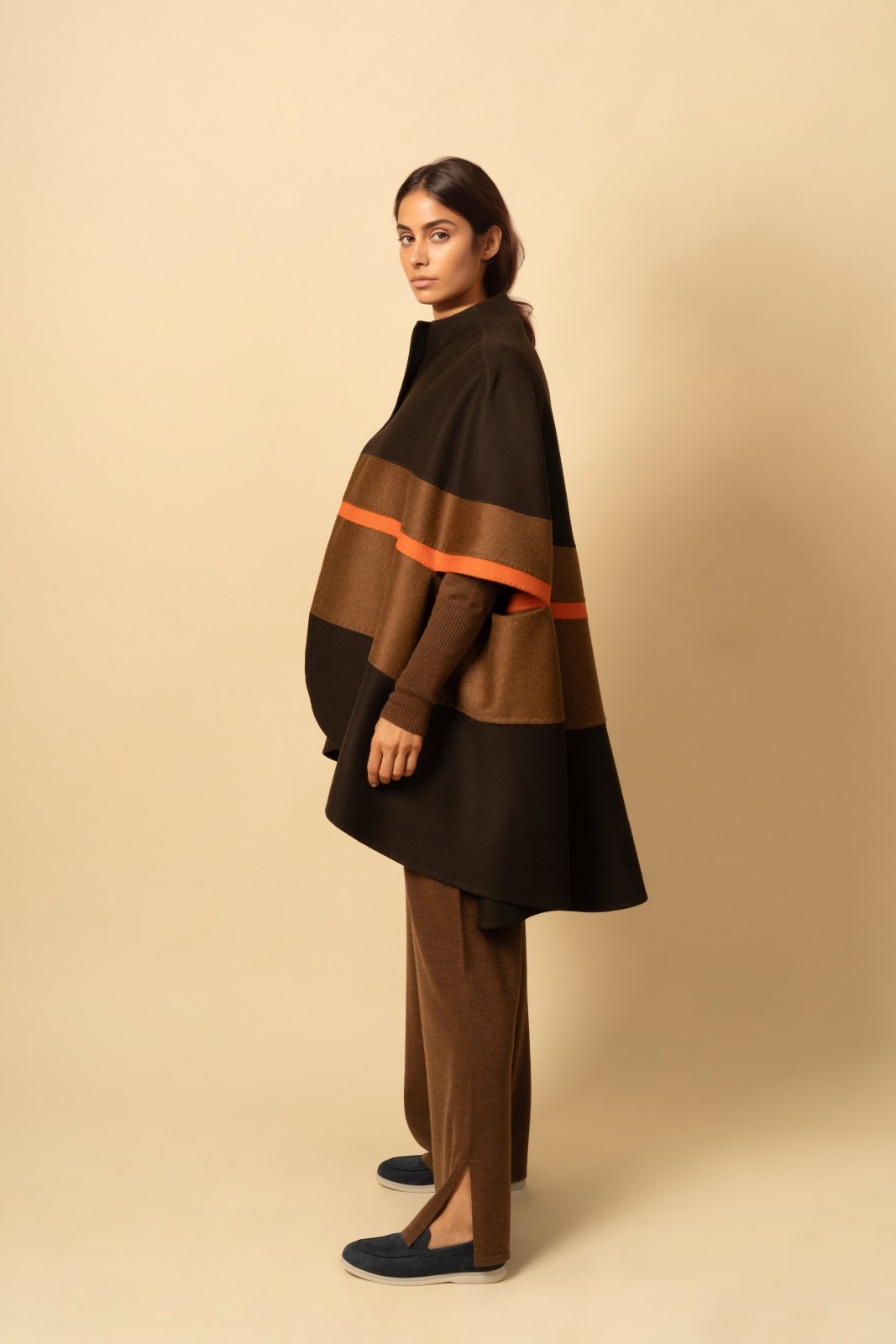 Posh Panel Cashmere Poncho - ADAMO