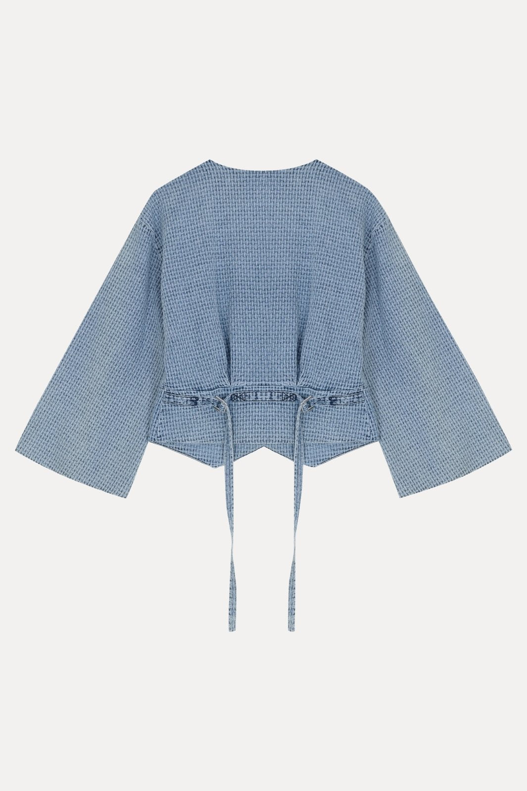 Powder Blue Textured Cropped Jacket - ADAMO