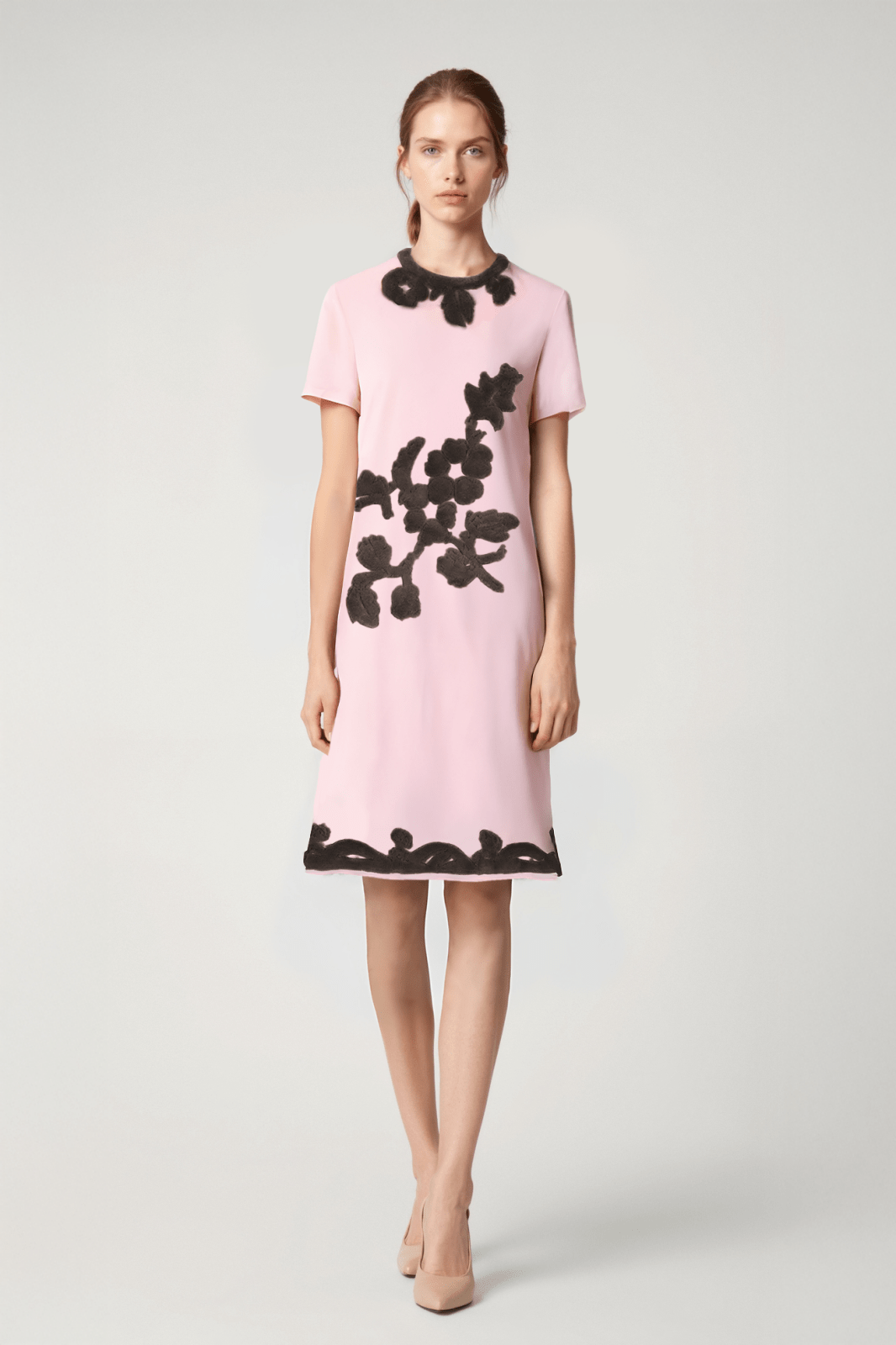 Powder Pink Embroidered Dress - ADAMO