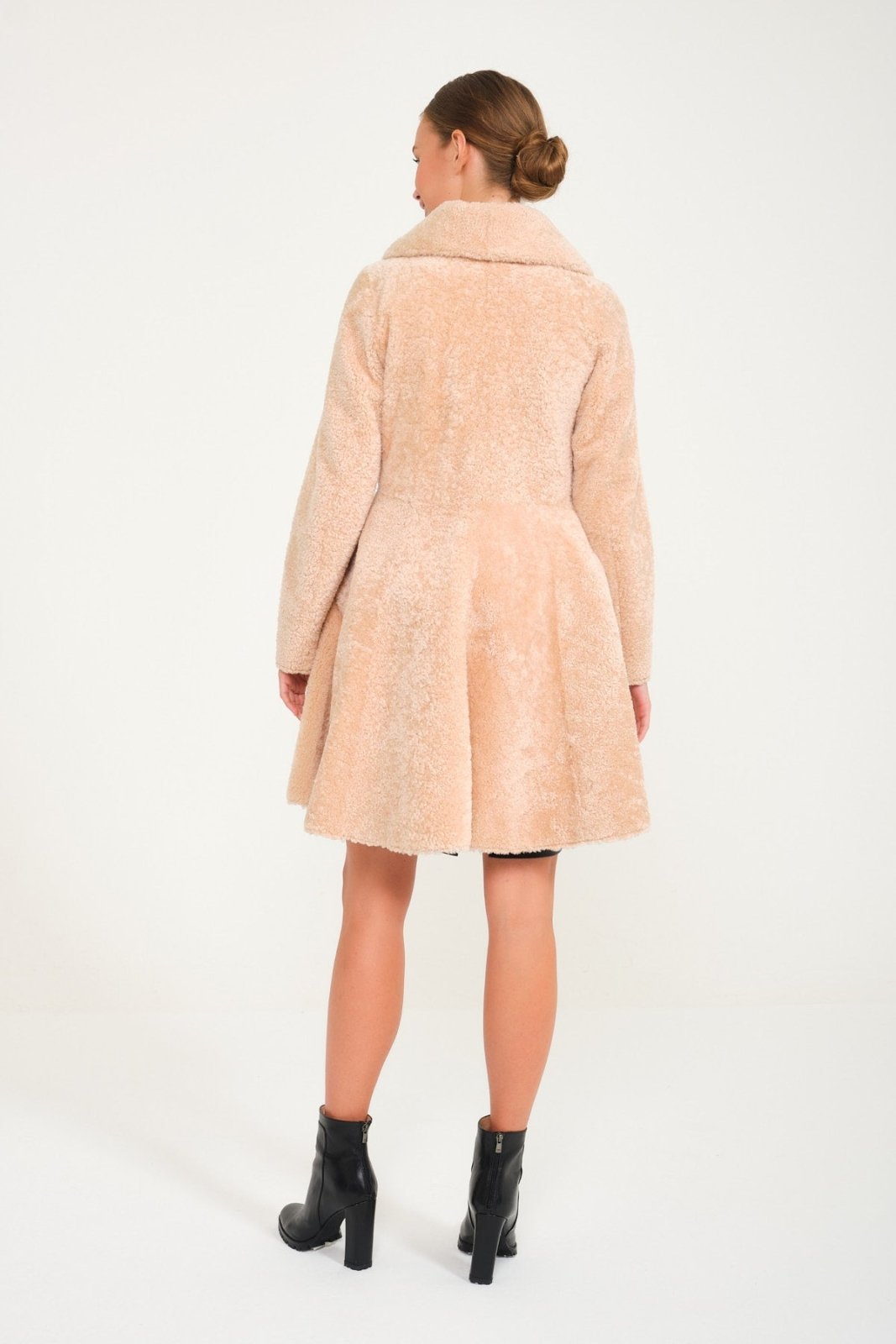 Powder Pink Long Shearling Coat - ADAMO